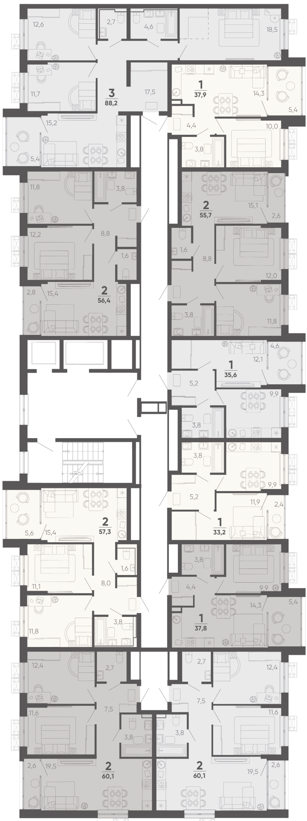 3-комнатная квартира №369 85,5 м2 от застройщика ГК ТОЧНО фото 5