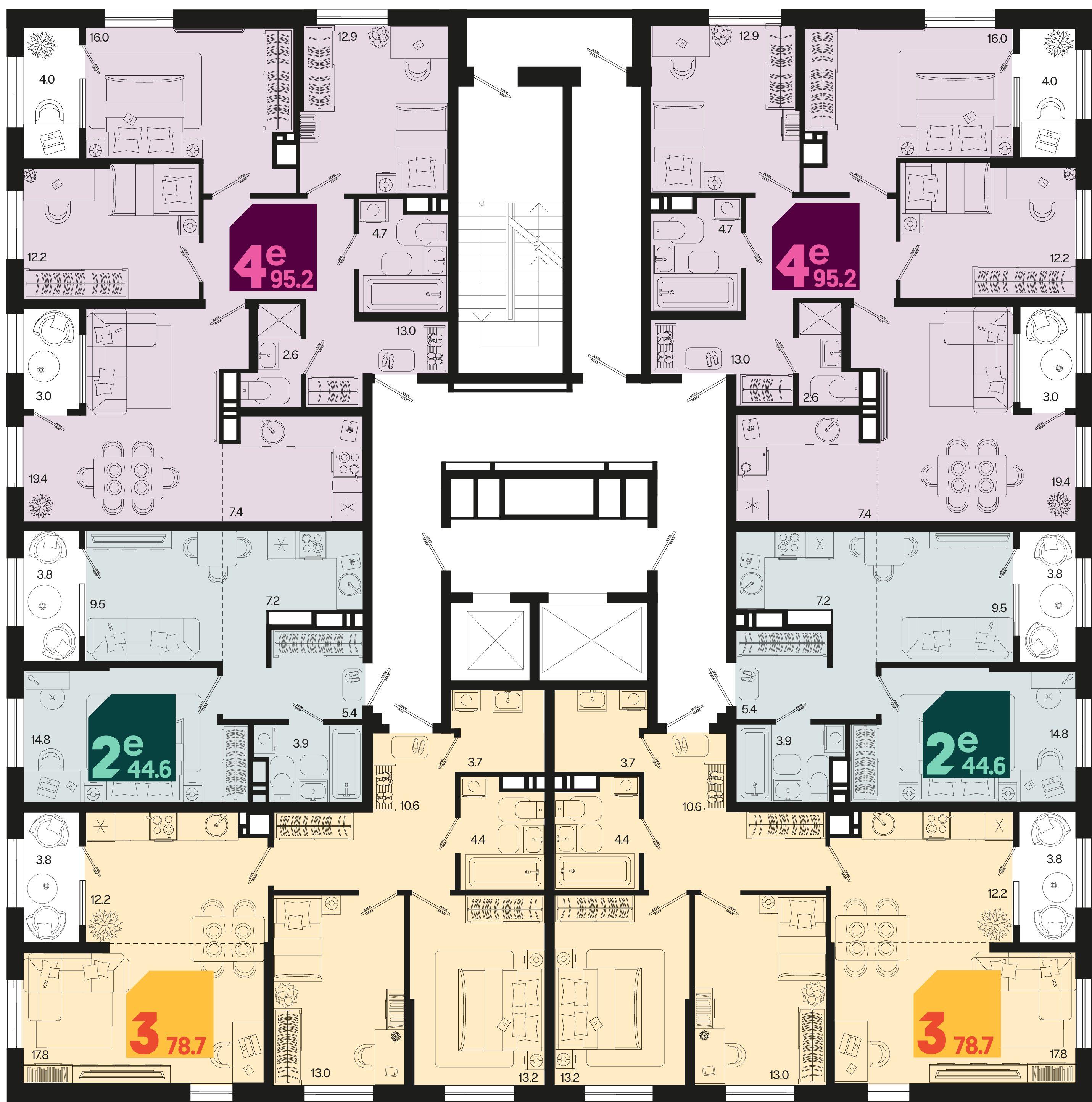 евро 2 к.кв. №130 44,6 м2 от застройщика ГК ТОЧНО фото 5
