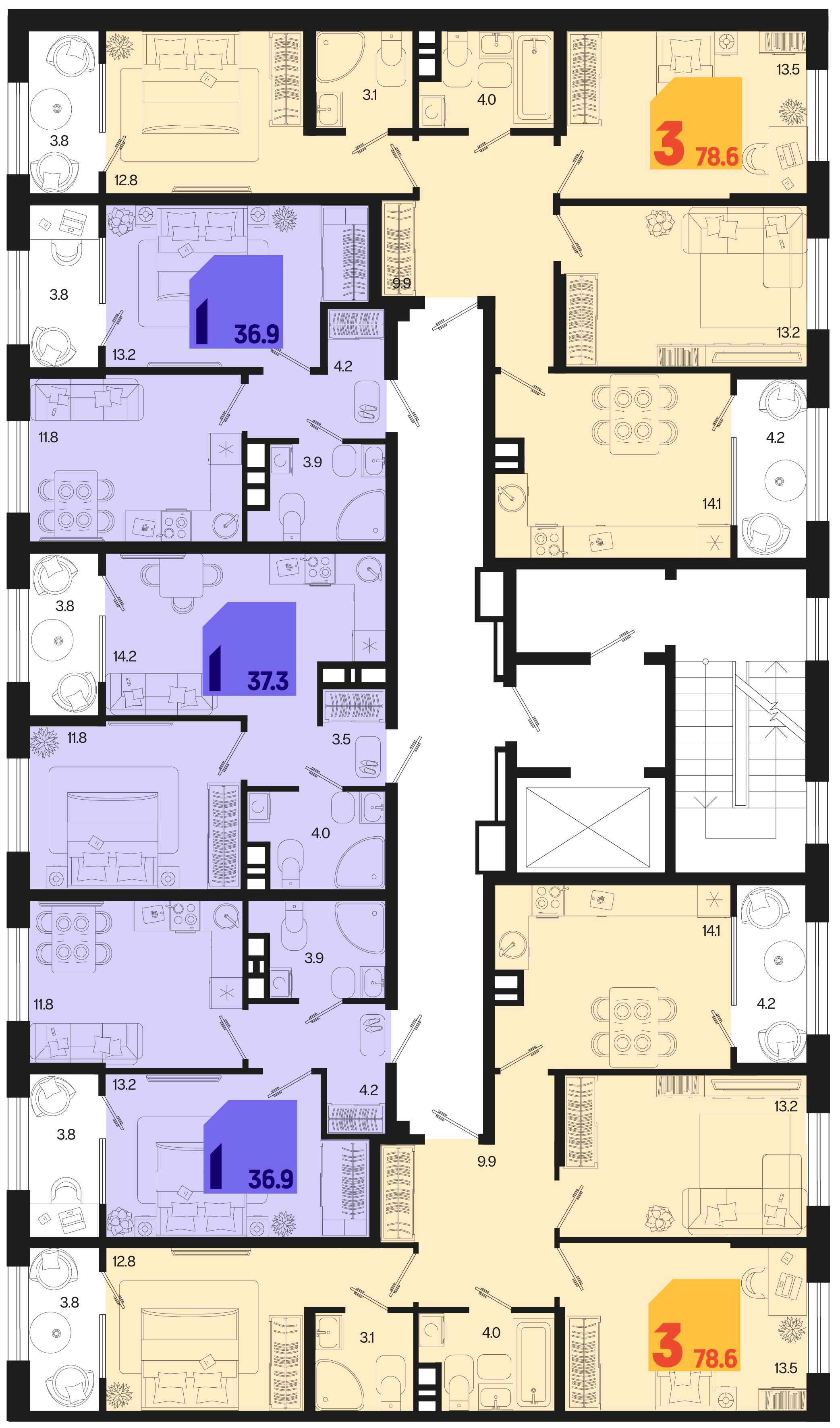 3-комнатная квартира №36 78,6 м2 от застройщика ГК ТОЧНО фото 5