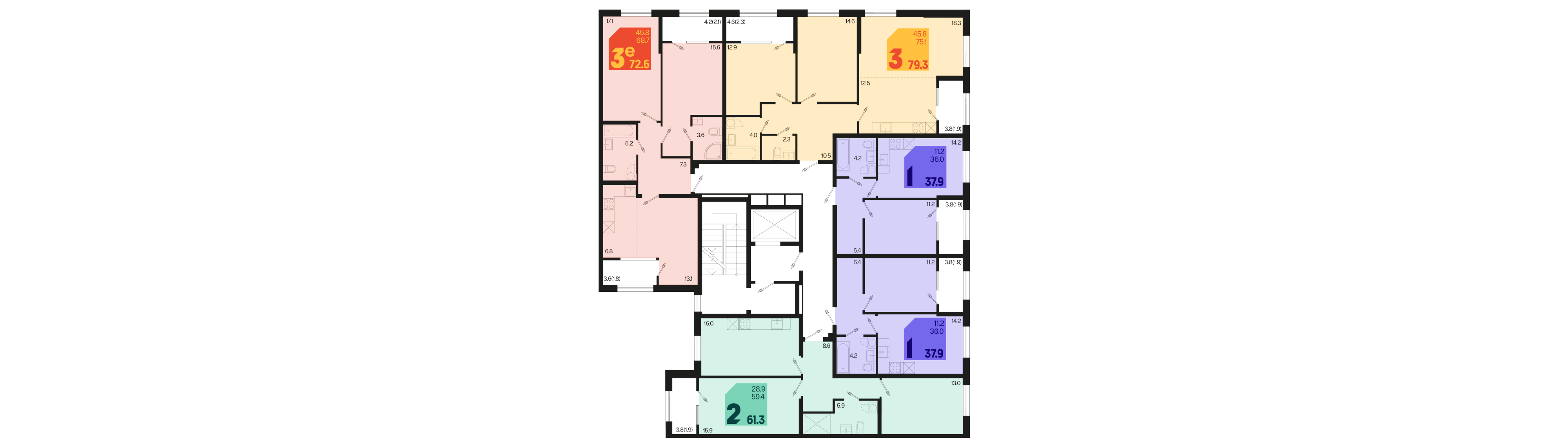 2-комнатная квартира №45 61,3 м2 от застройщика ГК ТОЧНО фото 5