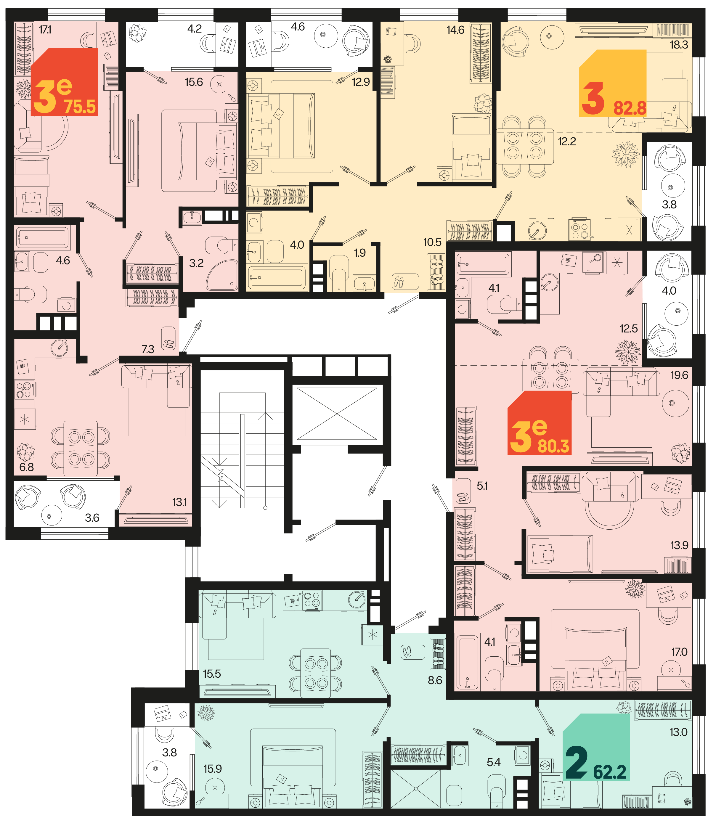 3-комнатная квартира №77 82,8 м2 от застройщика ГК ТОЧНО фото 5