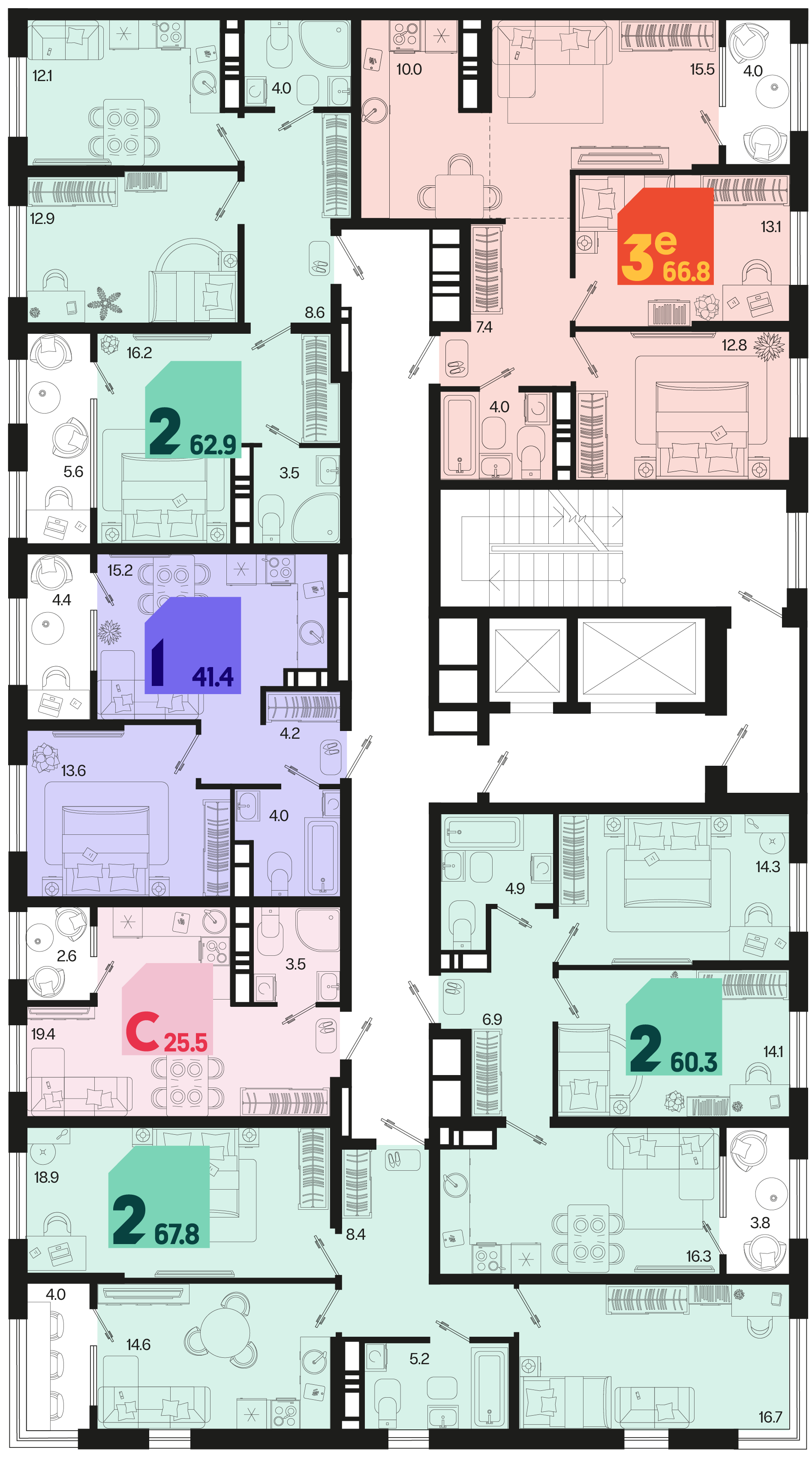 евро 3 к.кв. №213 66,8 м2 от застройщика ГК ТОЧНО фото 5