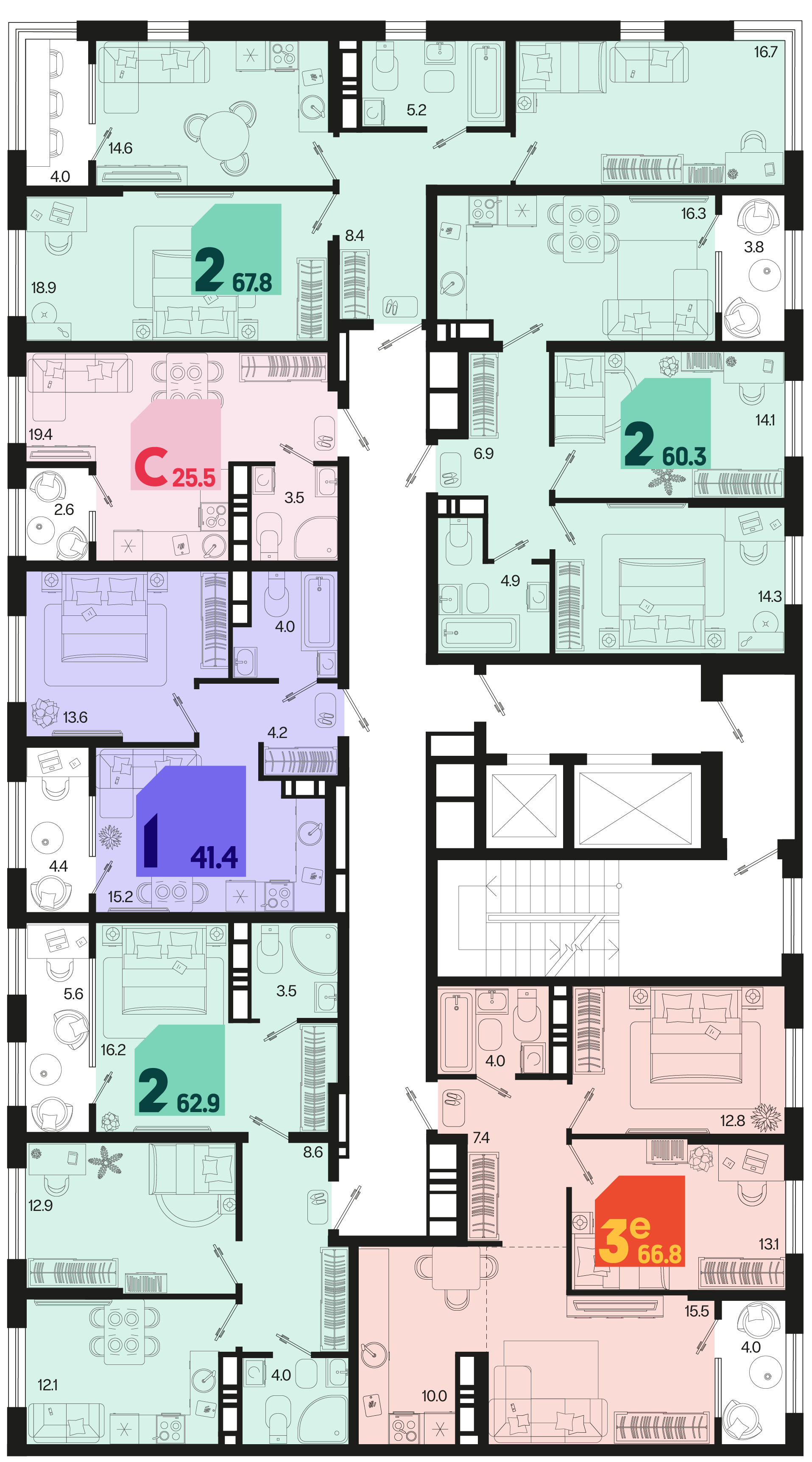 2-комнатная квартира №346 67,8 м2 от застройщика ГК ТОЧНО фото 5