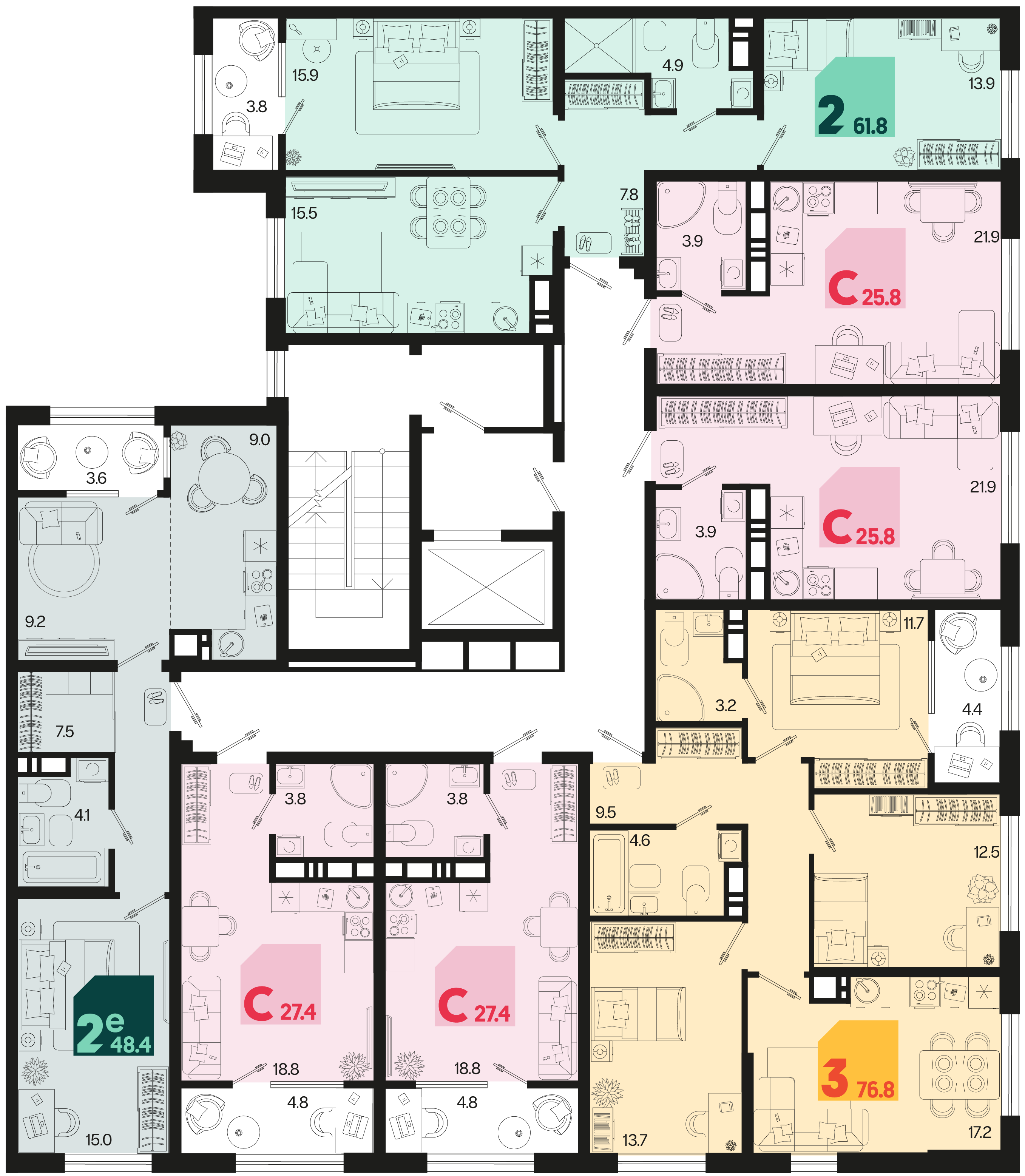 3-комнатная квартира №358 76,8 м2 от застройщика ГК ТОЧНО фото 5