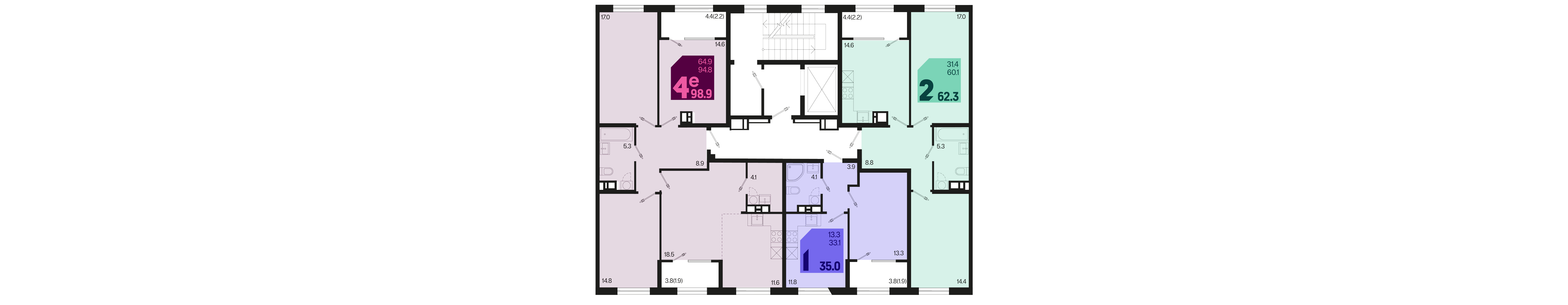 2-комнатная квартира №461 62,3 м2 от застройщика ГК ТОЧНО фото 5
