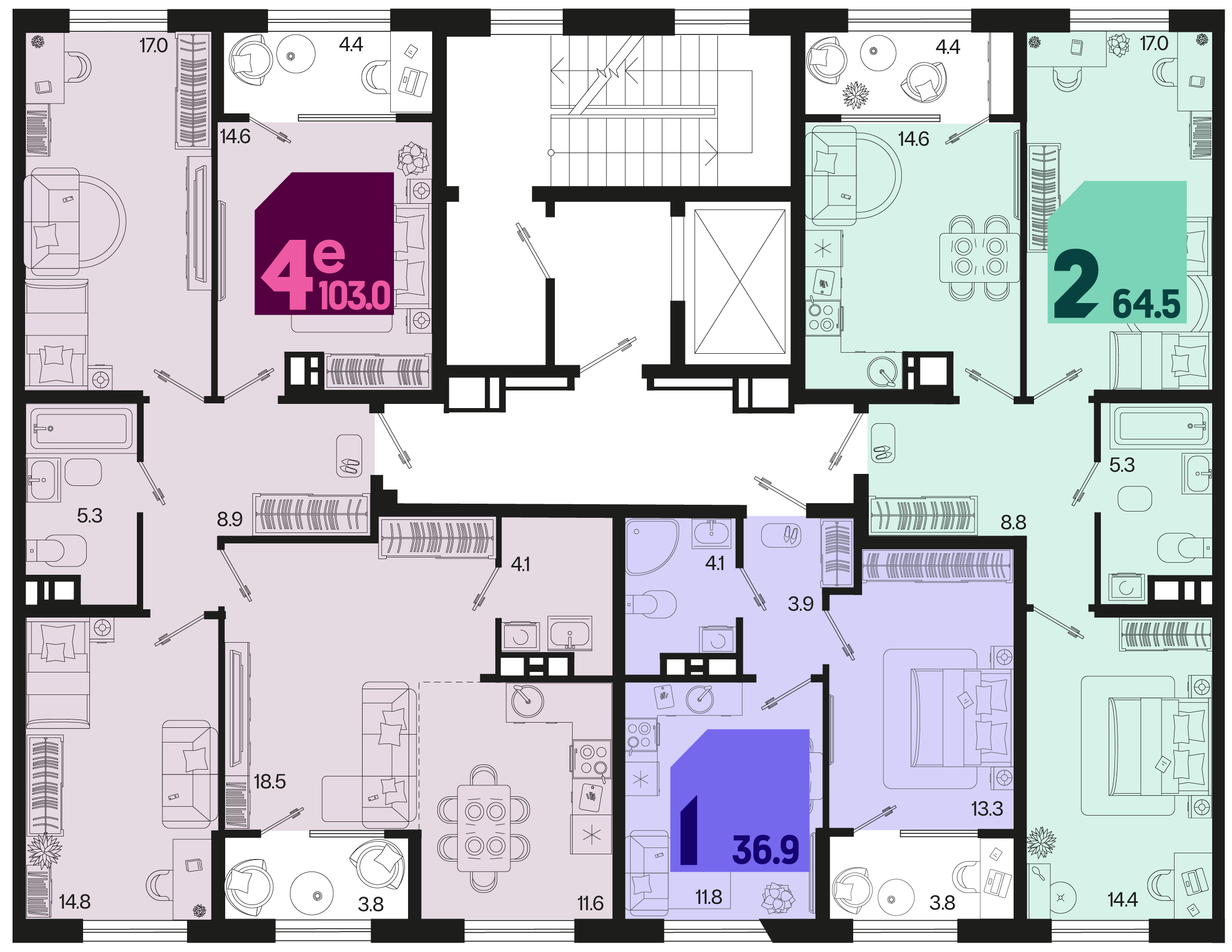 2-комнатная квартира №461 64,5 м2 от застройщика ГК ТОЧНО фото 5