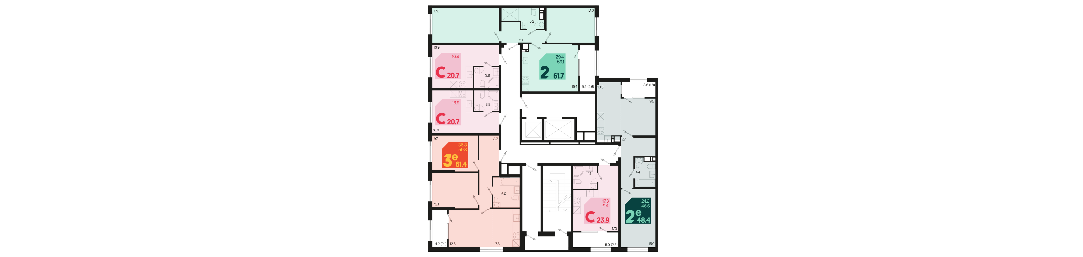 евро 2 к.кв. №495 48,4 м2 от застройщика ГК ТОЧНО фото 5