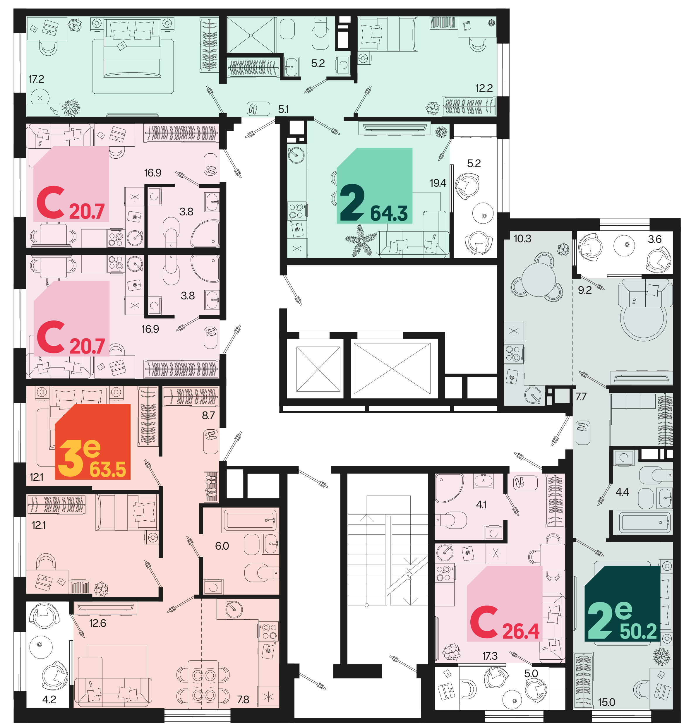 евро 3 к.кв. №497 63,5 м2 от застройщика ГК ТОЧНО фото 5