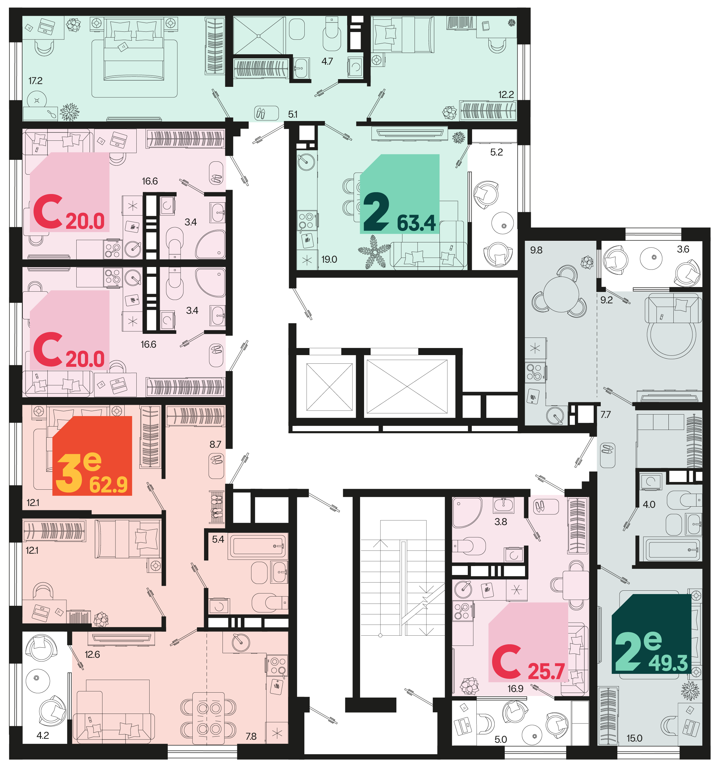 евро 2 к.кв. №501 49,3 м2 от застройщика ГК ТОЧНО фото 5