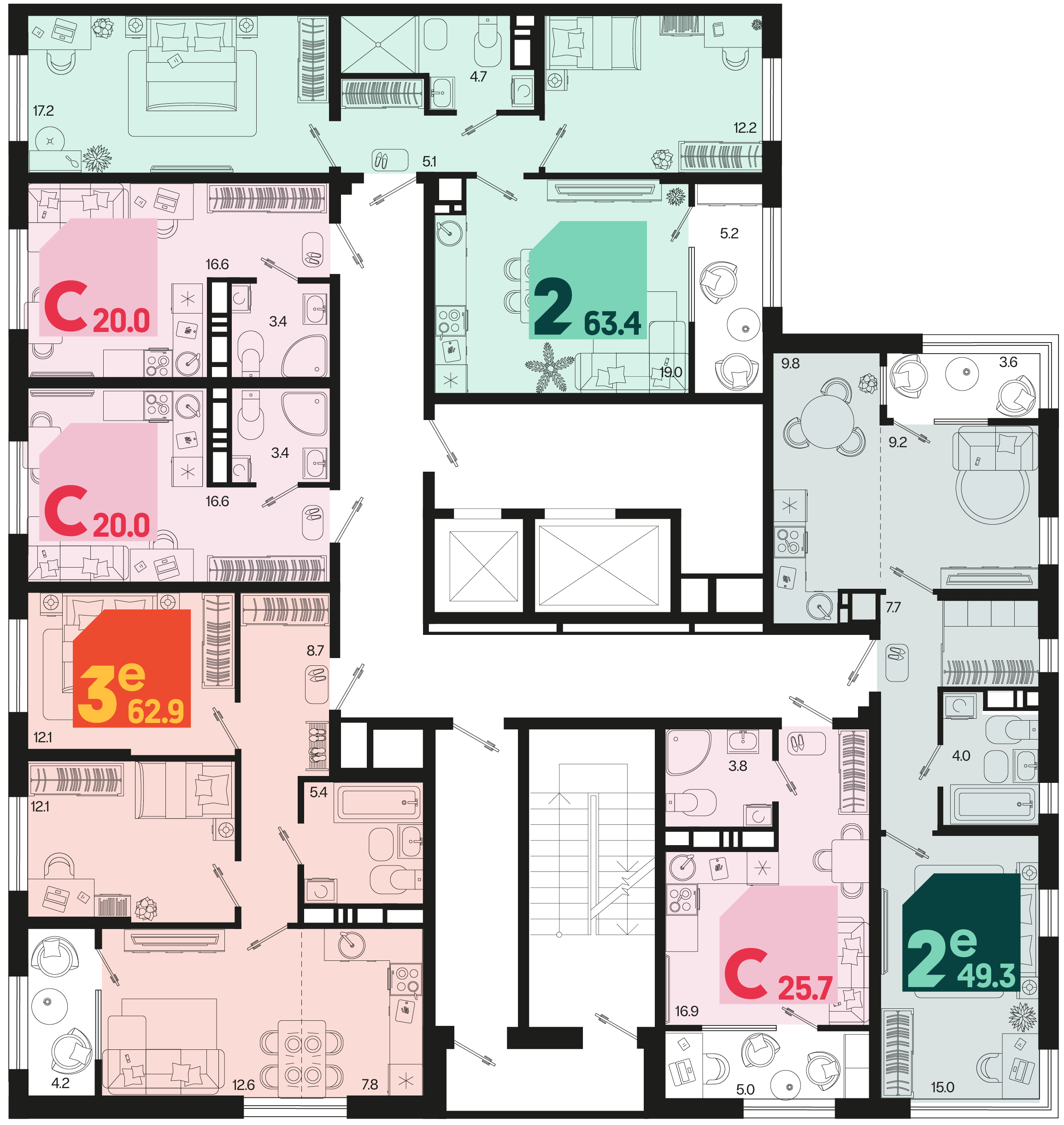 евро 3 к.кв. №569 62,9 м2 от застройщика ГК ТОЧНО фото 5