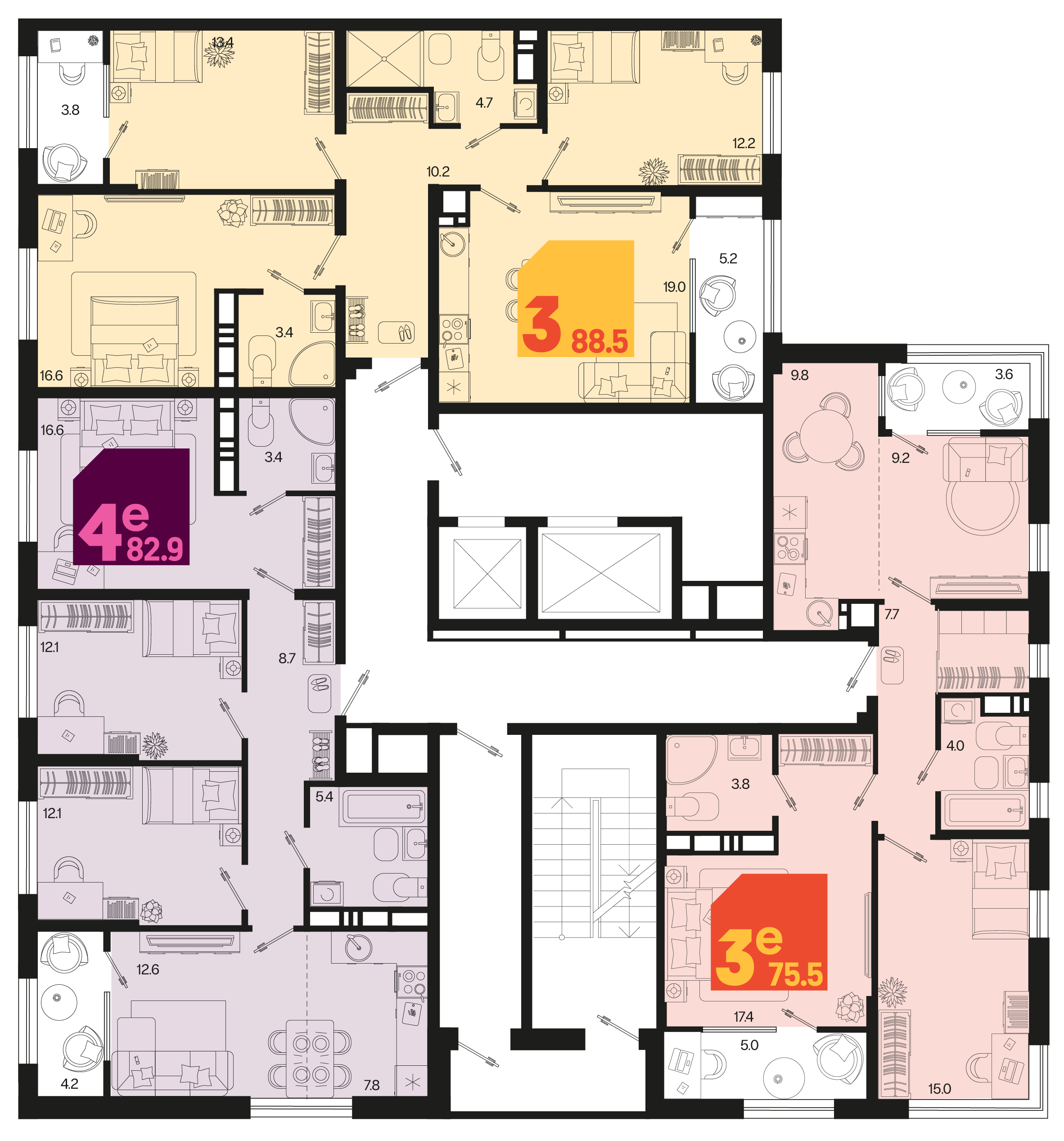 евро 3 к.кв. №591 75,5 м2 от застройщика ГК ТОЧНО фото 5