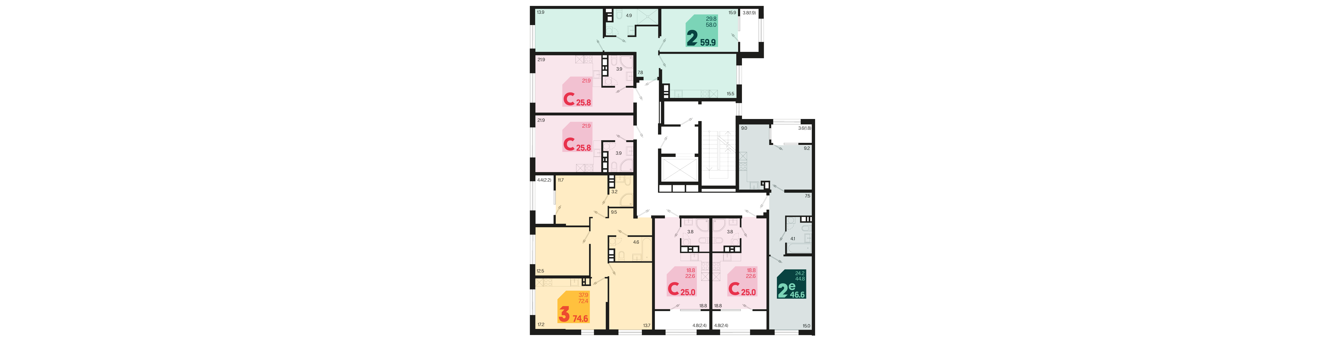 евро 2 к.кв. №48 46,6 м2 от застройщика ГК ТОЧНО фото 5