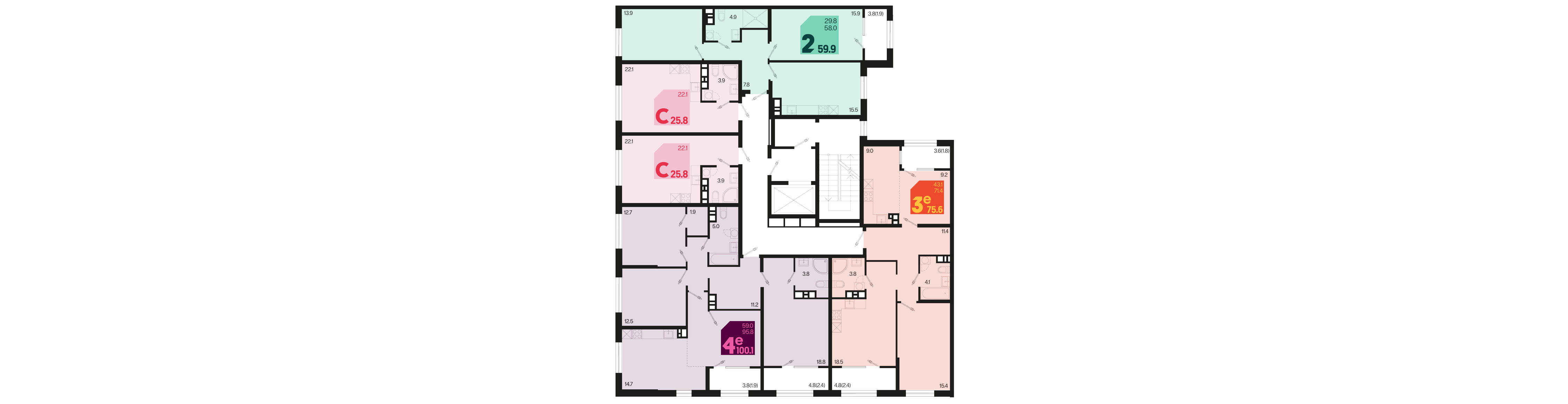 2-комнатная квартира №94 59,9 м2 от застройщика ГК ТОЧНО фото 5