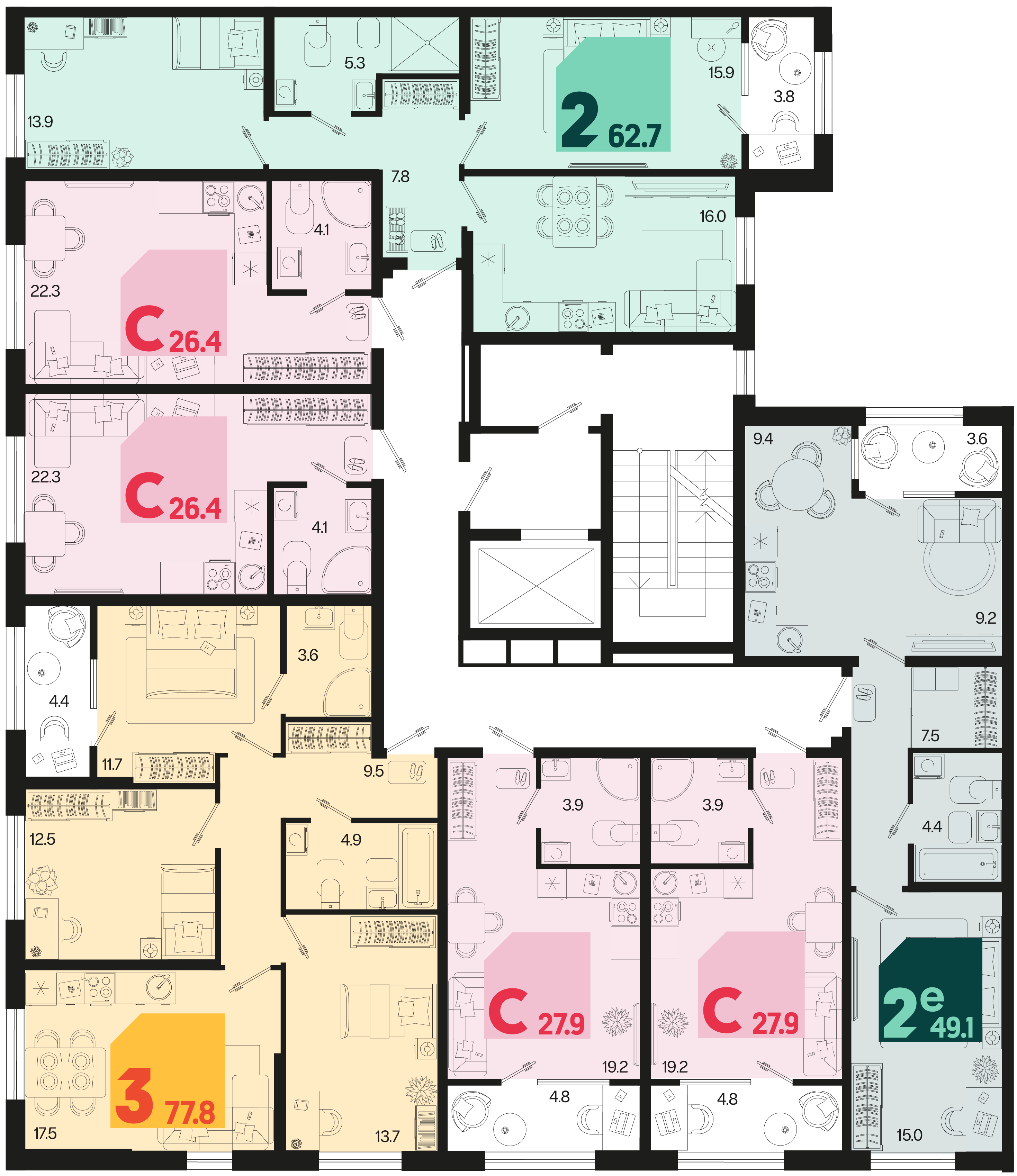 евро 2 к.кв. №41 49,1 м2 от застройщика ГК ТОЧНО фото 5