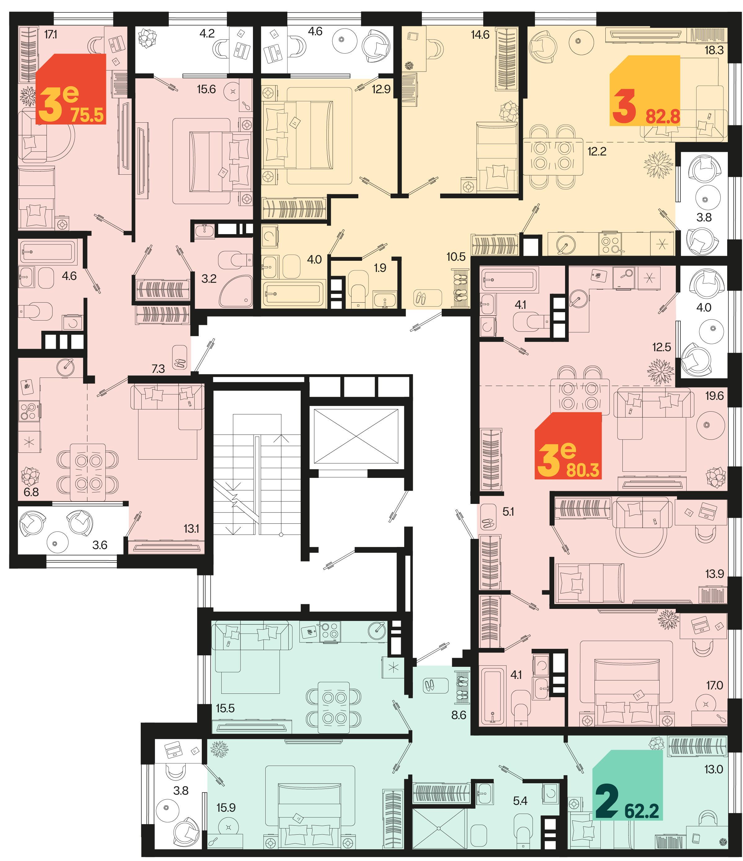 евро 3 к.кв. №76 75,5 м2 от застройщика ГК ТОЧНО фото 5