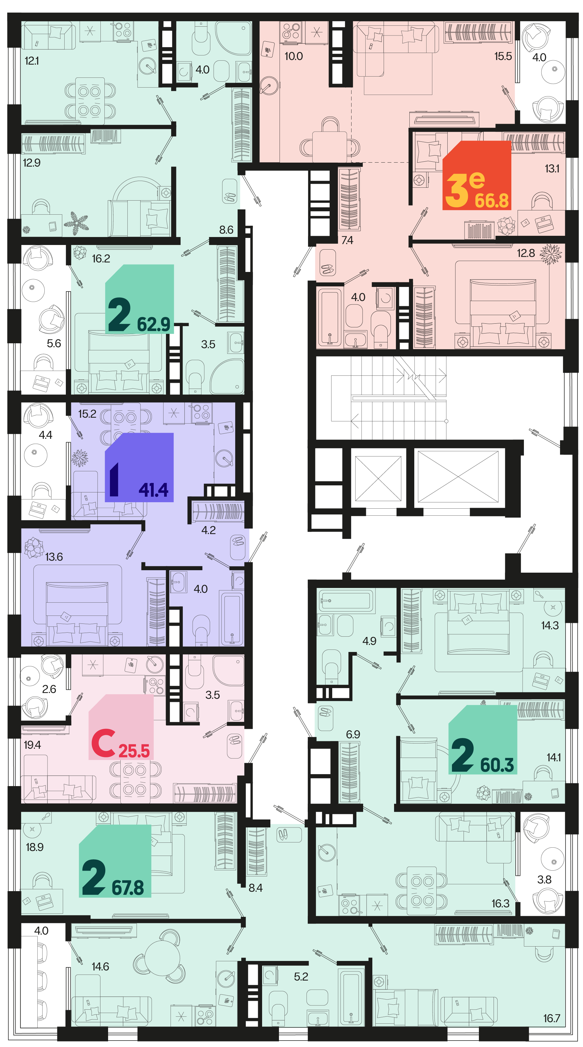 1-комнатная квартира №211 41,4 м2 от застройщика ГК ТОЧНО фото 5