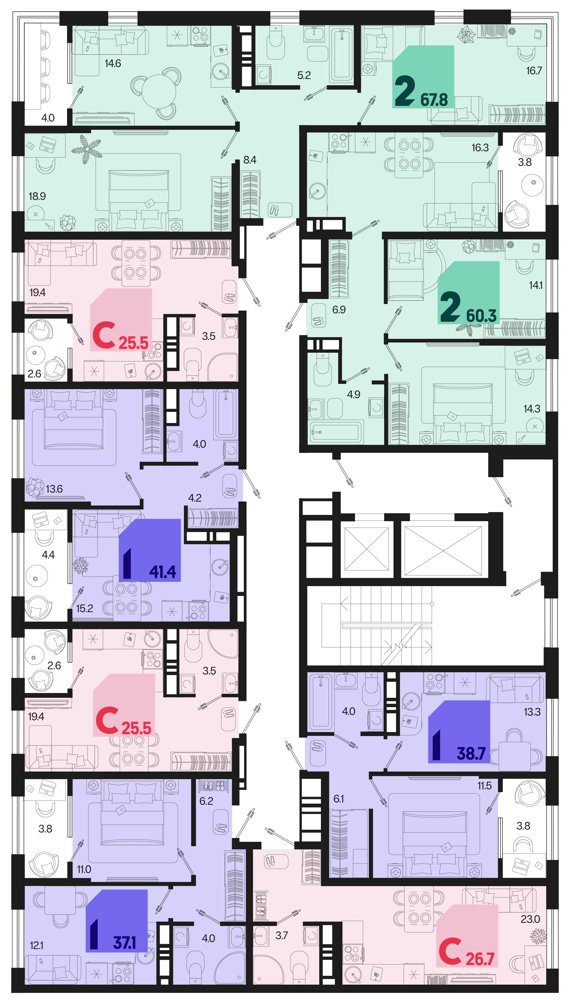 1-комнатная квартира №294 38,7 м2 от застройщика ГК ТОЧНО фото 5