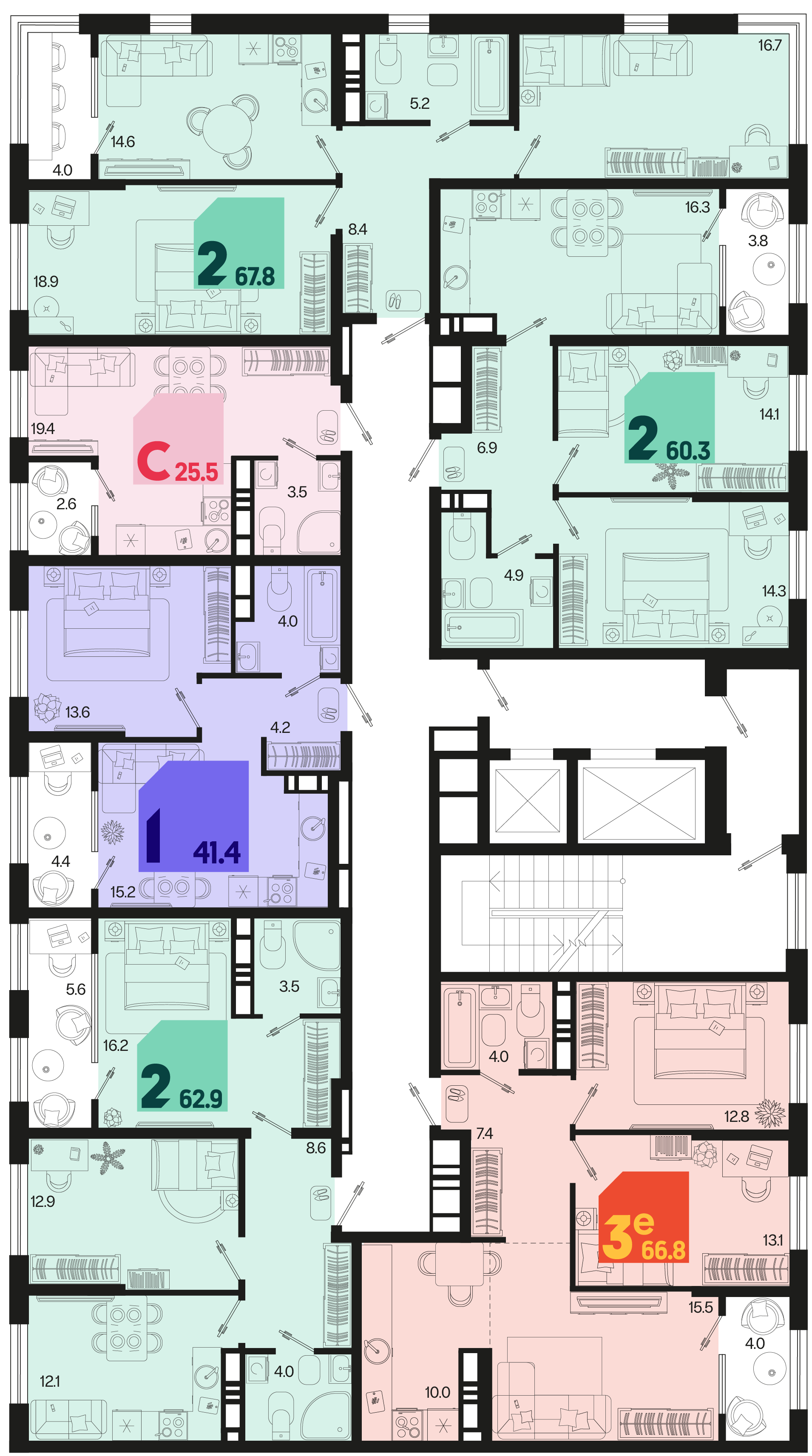 2-комнатная квартира №343 62,9 м2 от застройщика ГК ТОЧНО фото 5