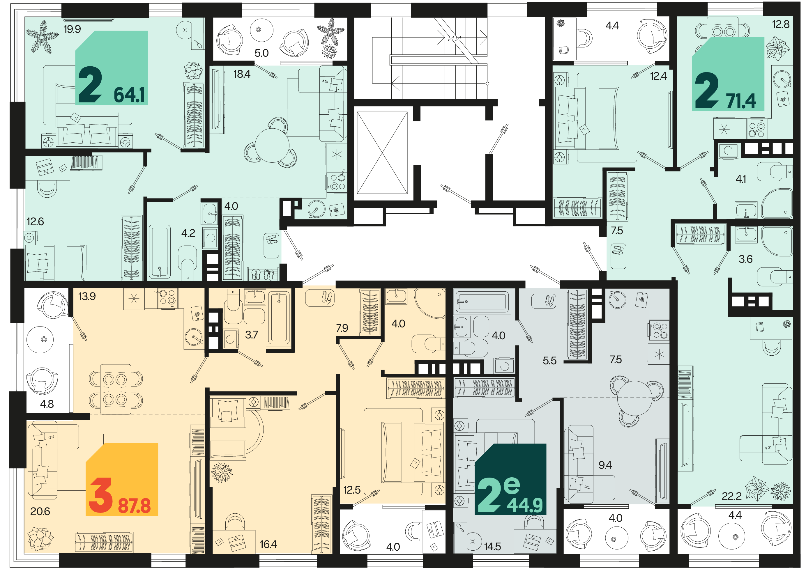 2-комнатная квартира №383 71,4 м2 от застройщика ГК ТОЧНО фото 5