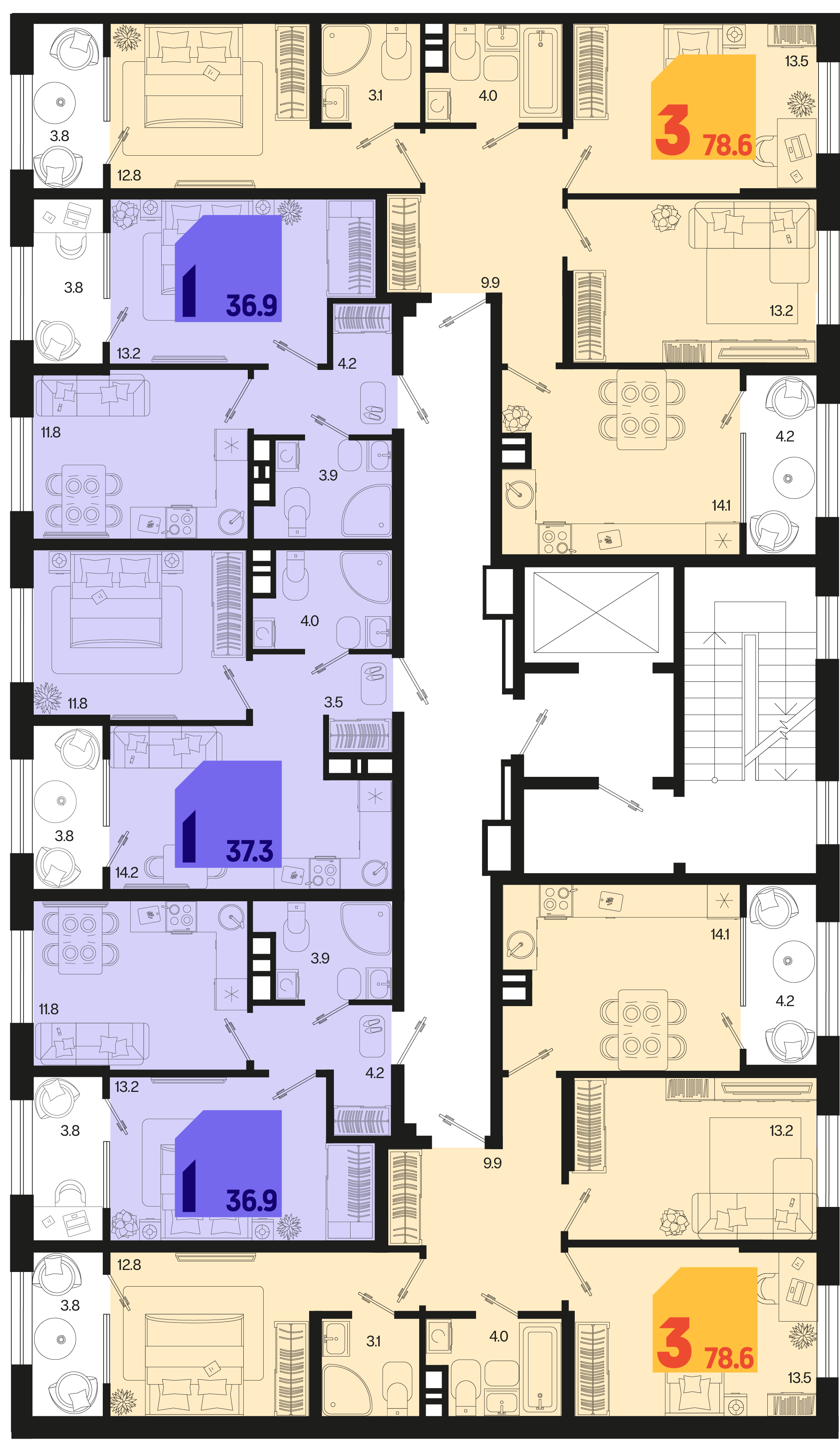3-комнатная квартира №15 78,6 м2 от застройщика ГК ТОЧНО фото 5