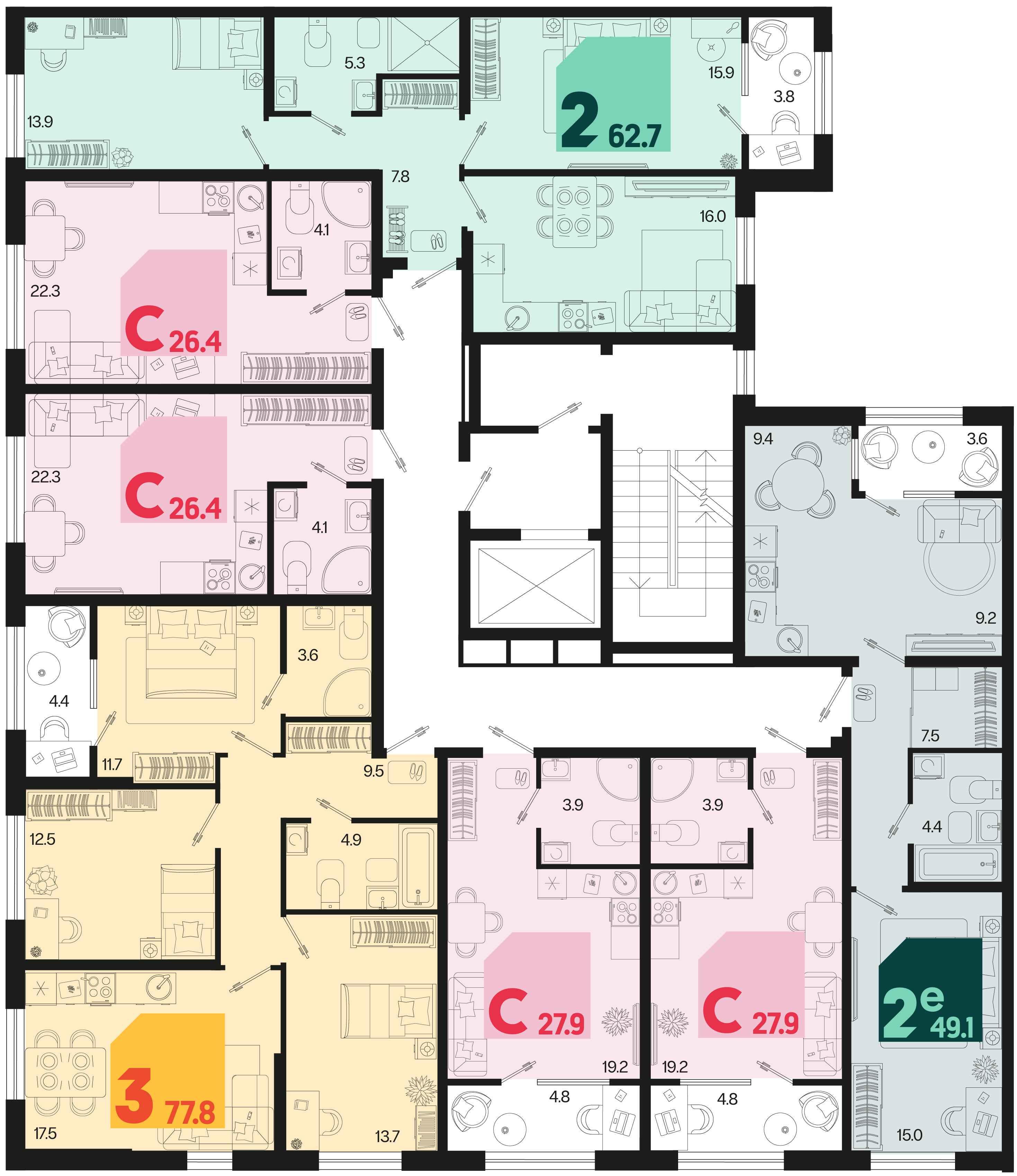 3-комнатная квартира №44 77,8 м2 от застройщика ГК ТОЧНО фото 5