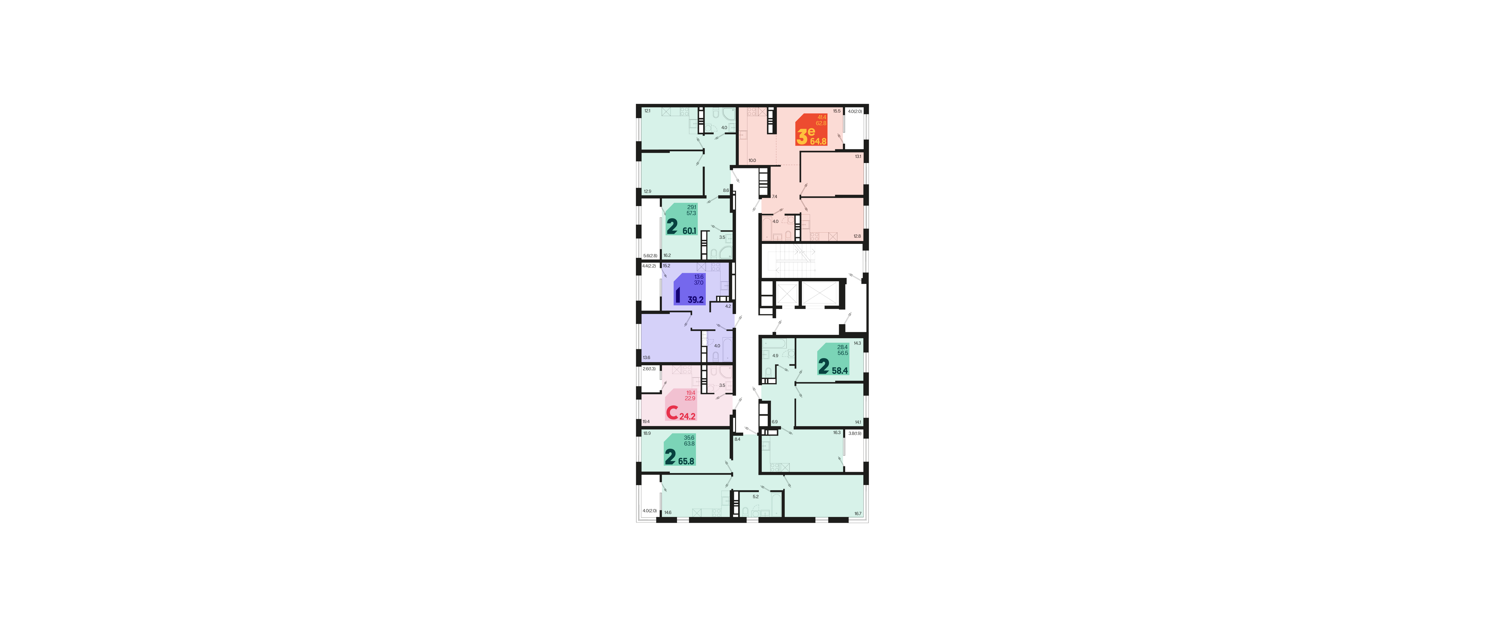 евро 3 к.кв. №228 64,8 м2 от застройщика ГК ТОЧНО фото 5