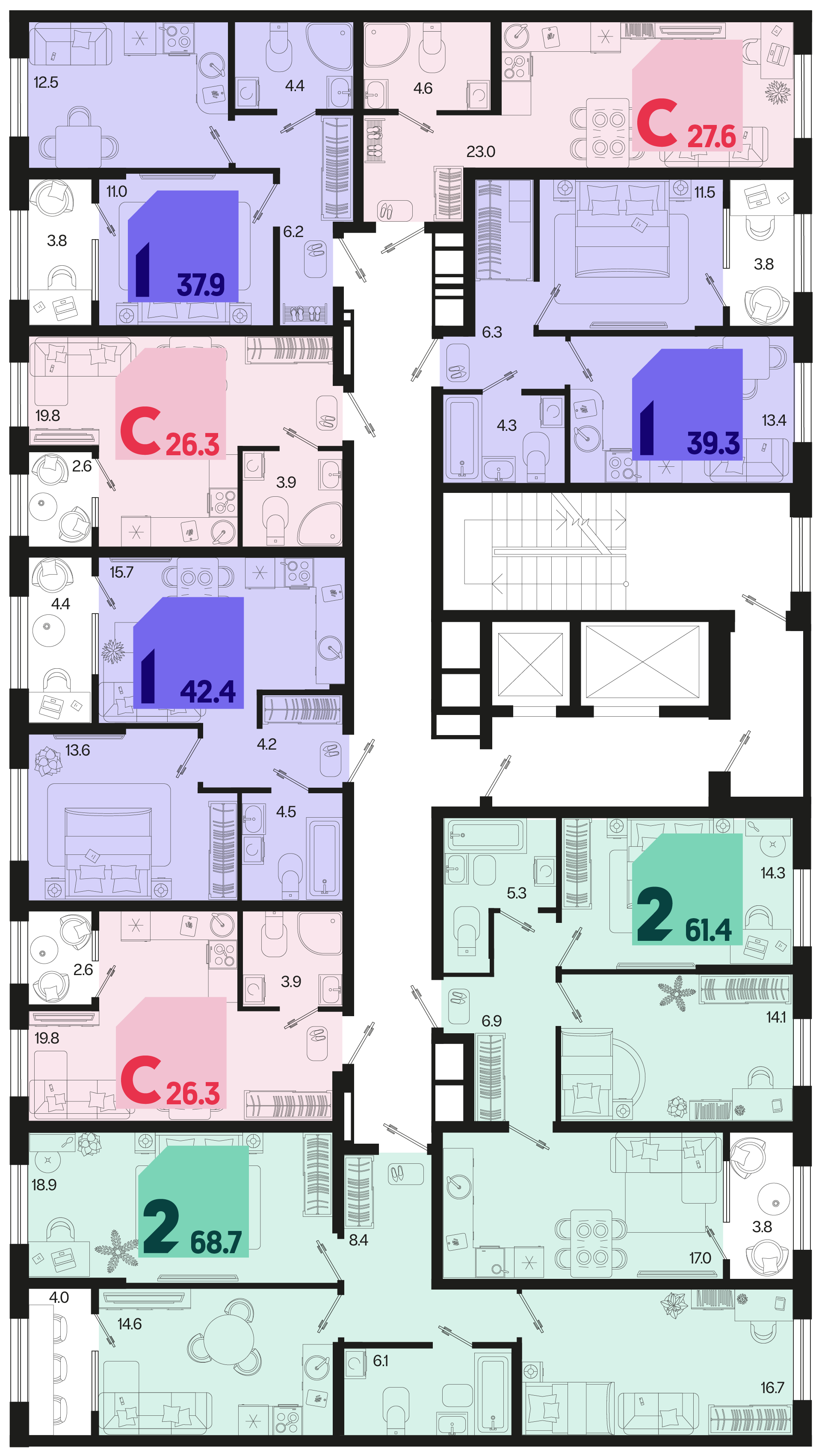 Студия №99 26,3 м2 от застройщика ГК ТОЧНО фото 5