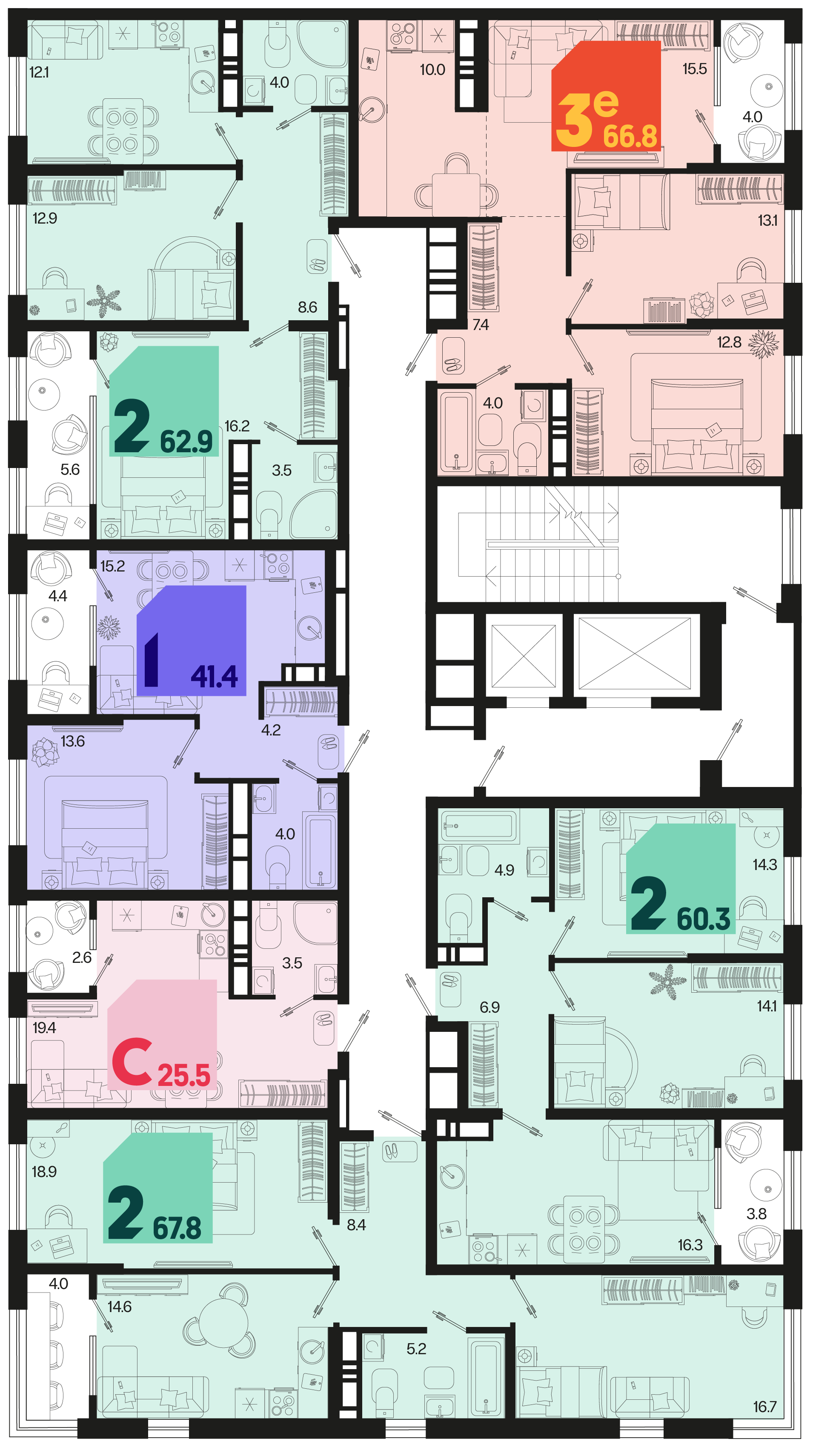 евро 3 к.кв. №228 66,8 м2 от застройщика ГК ТОЧНО фото 5