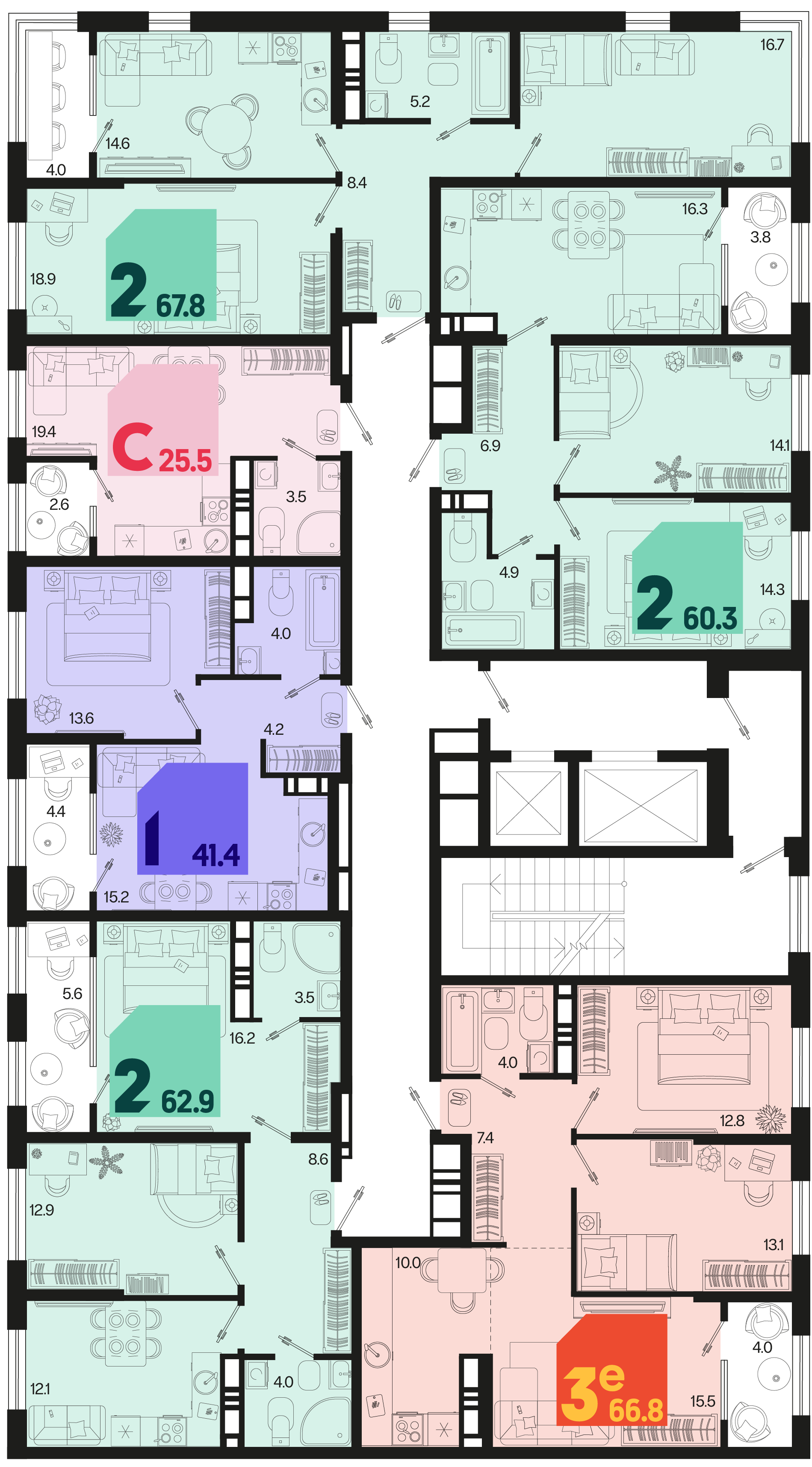 2-комнатная квартира №362 60,3 м2 от застройщика ГК ТОЧНО фото 5