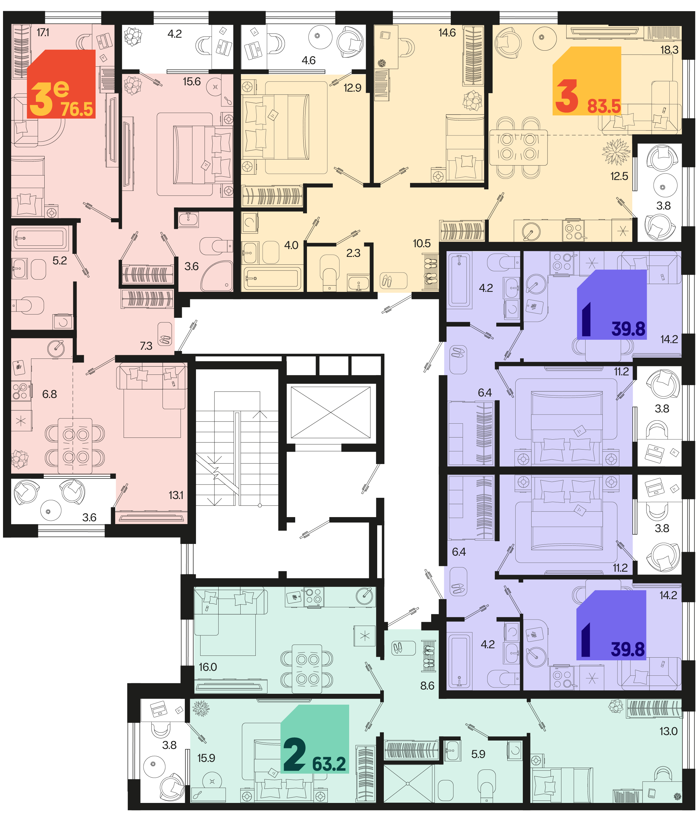2-комнатная квартира №45 63,2 м2 от застройщика ГК ТОЧНО фото 5