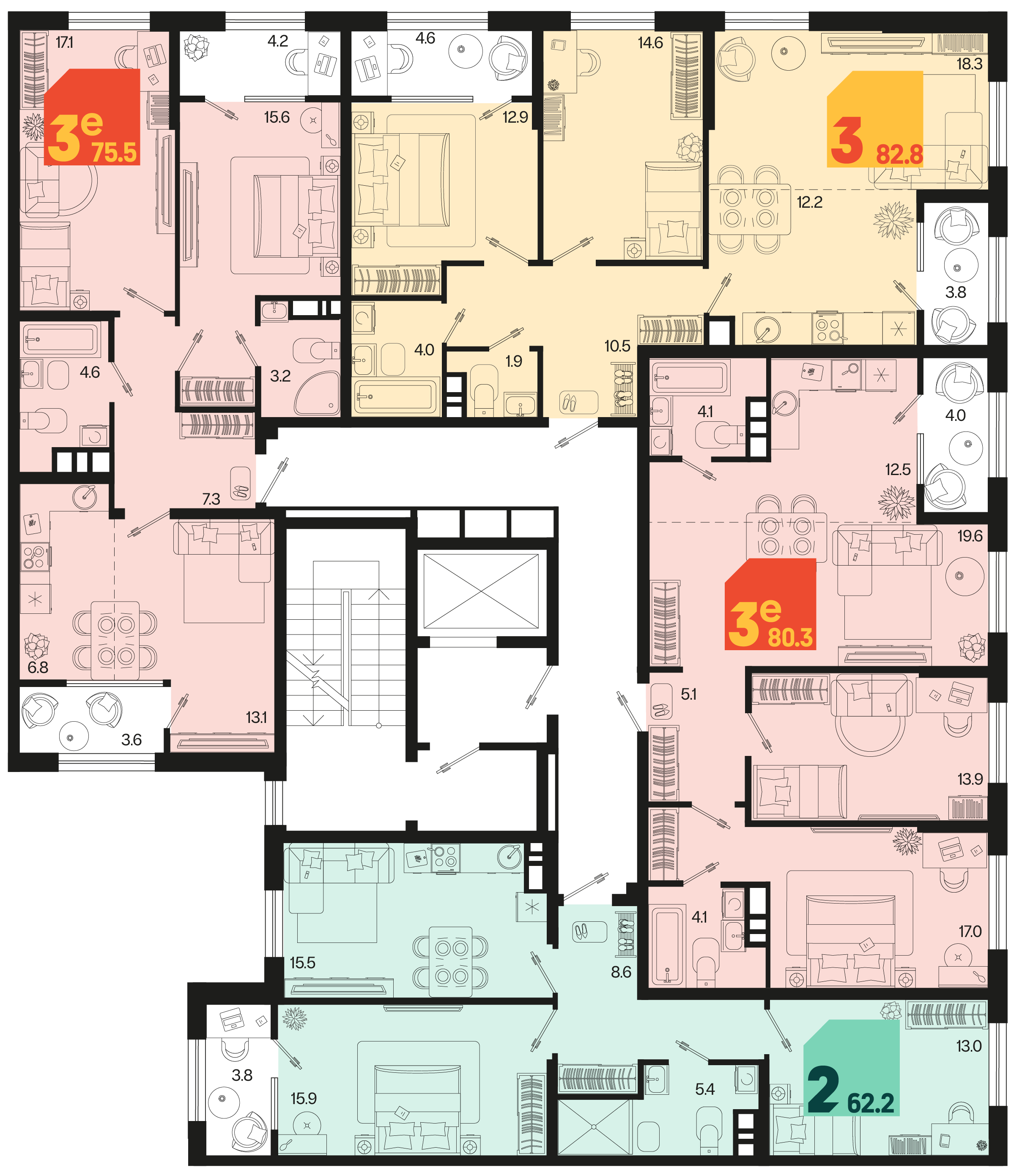 евро 3 к.кв. №69 80,3 м2 от застройщика ГК ТОЧНО фото 5