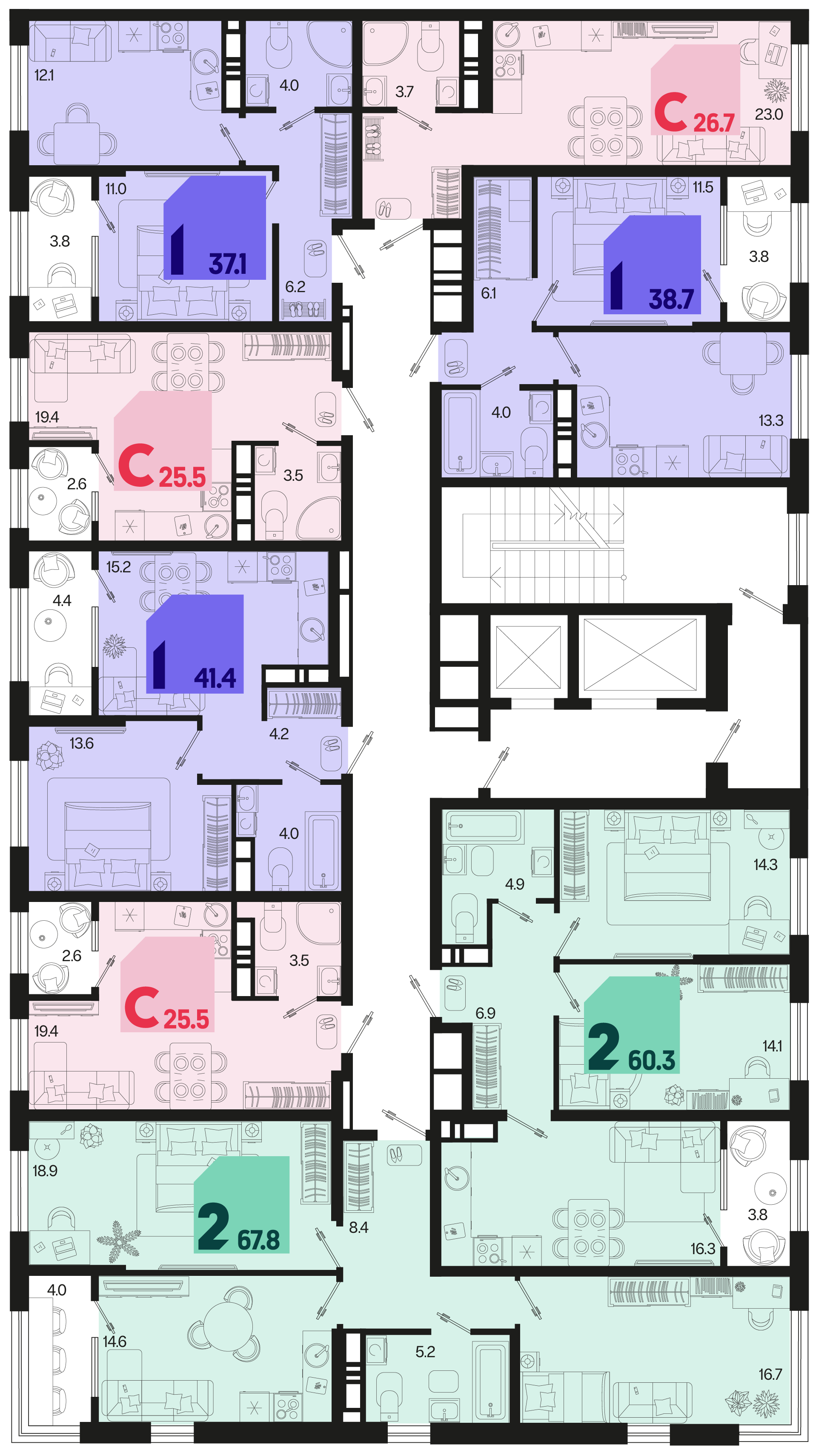 1-комнатная квартира №180 37,1 м2 от застройщика ГК ТОЧНО фото 5