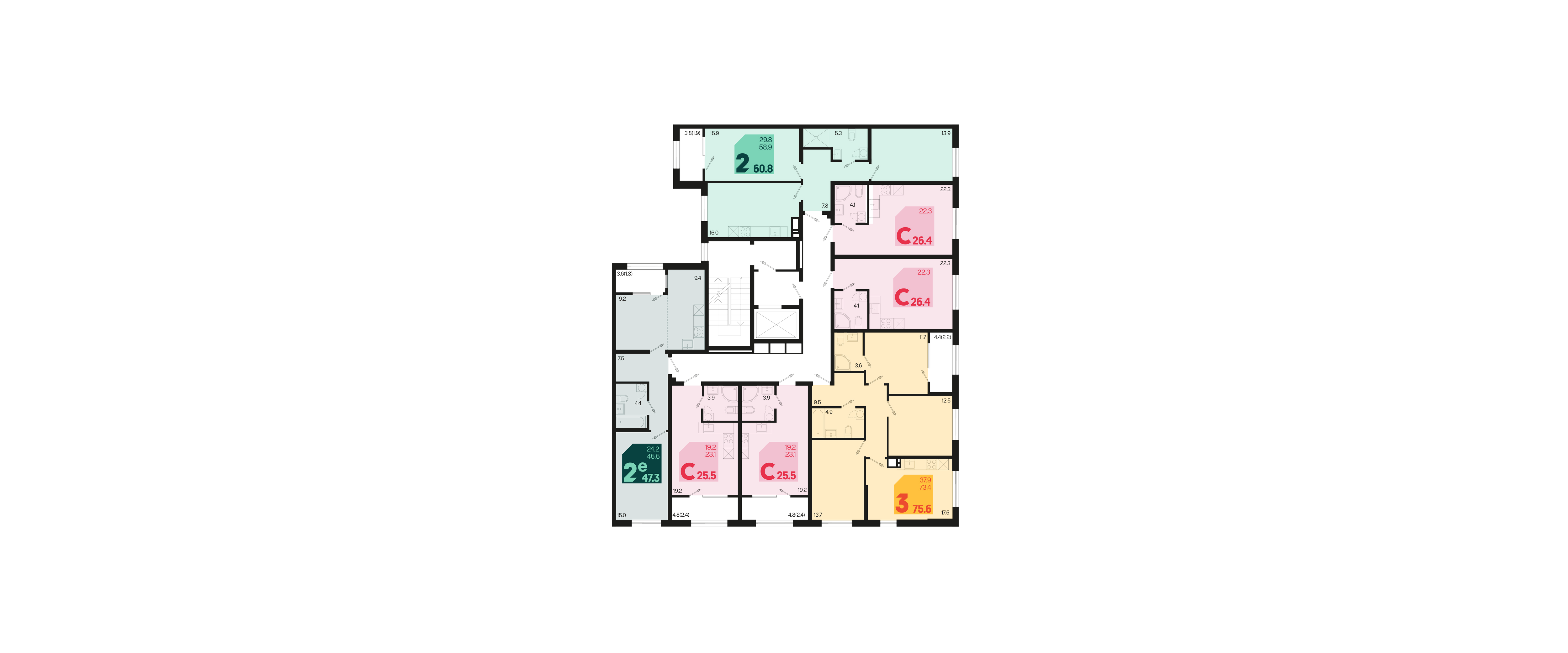 2-комнатная квартира №339 60,8 м2 от застройщика ГК ТОЧНО фото 5