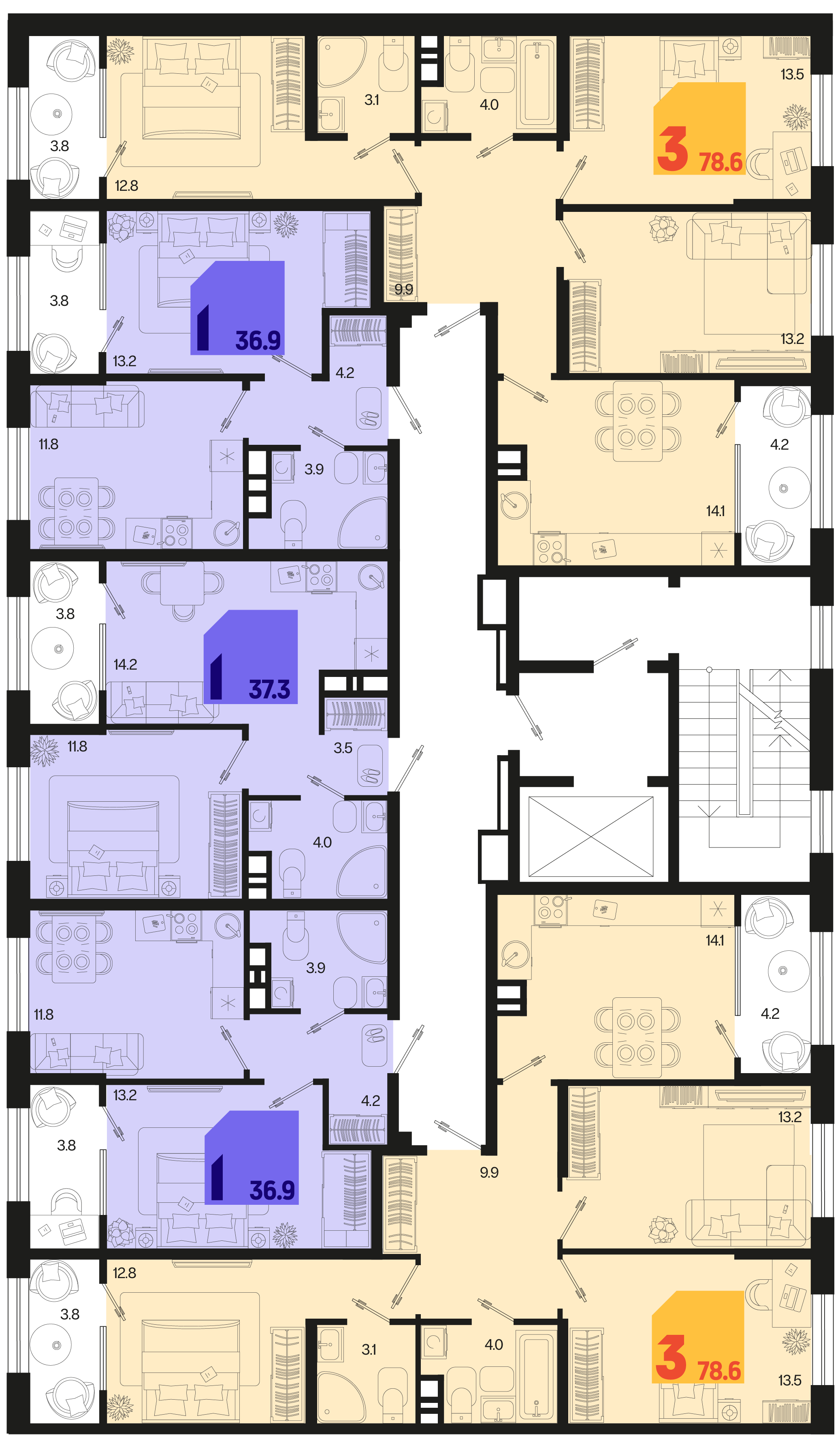 1-комнатная квартира №424 36,9 м2 от застройщика ГК ТОЧНО фото 5