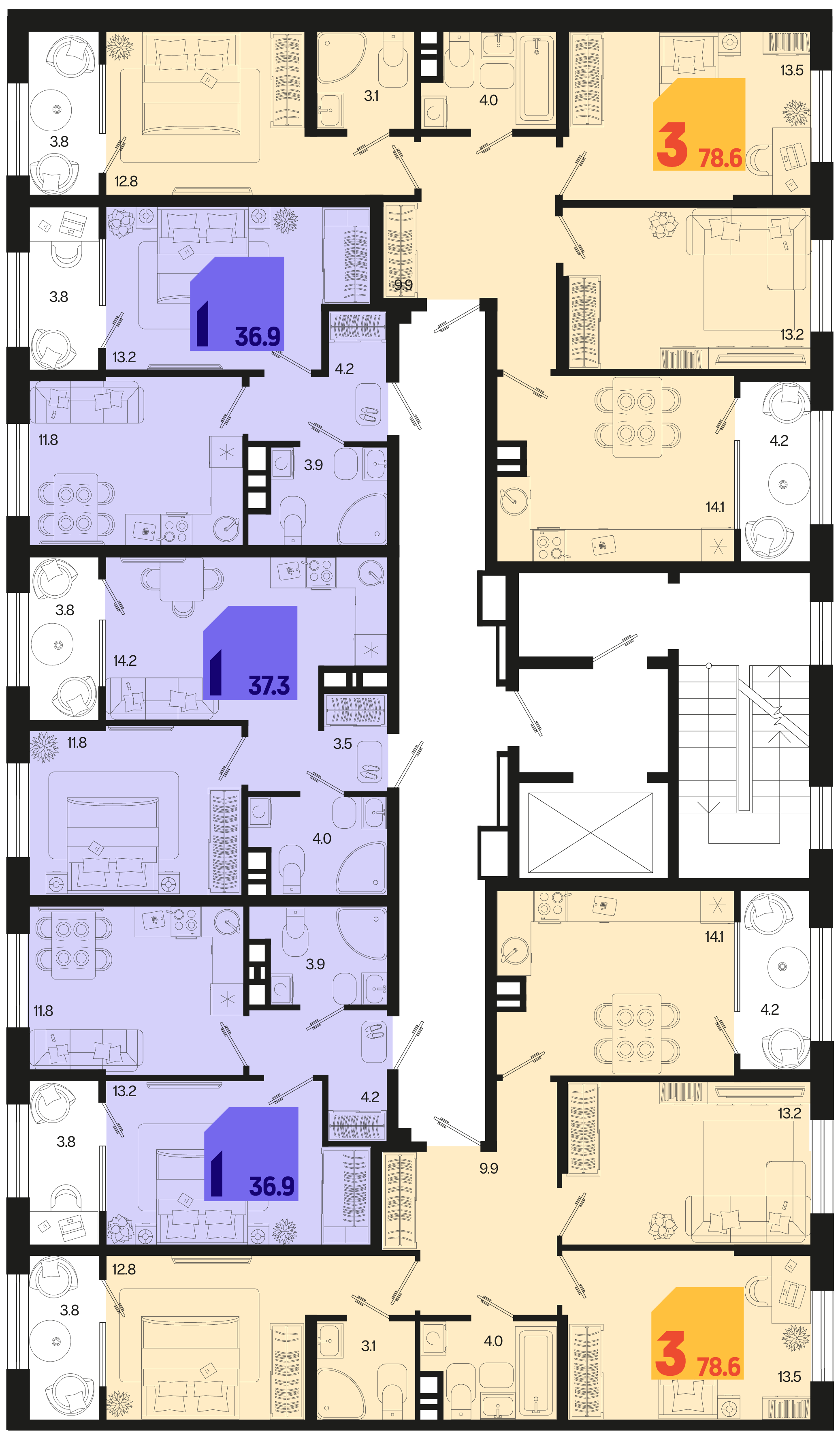 1-комнатная квартира №450 37,3 м2 от застройщика ГК ТОЧНО фото 5