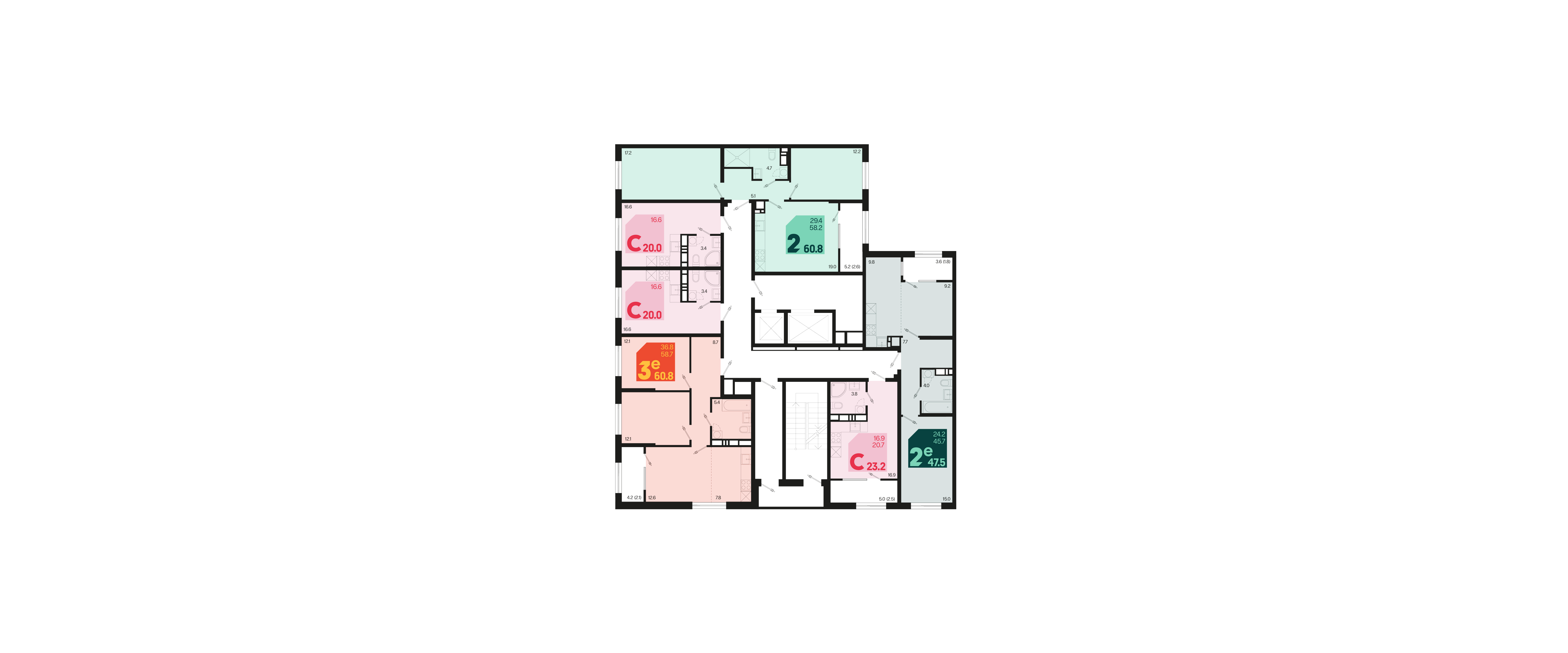 евро 2 к.кв. №491 47,5 м2 от застройщика ГК ТОЧНО фото 5