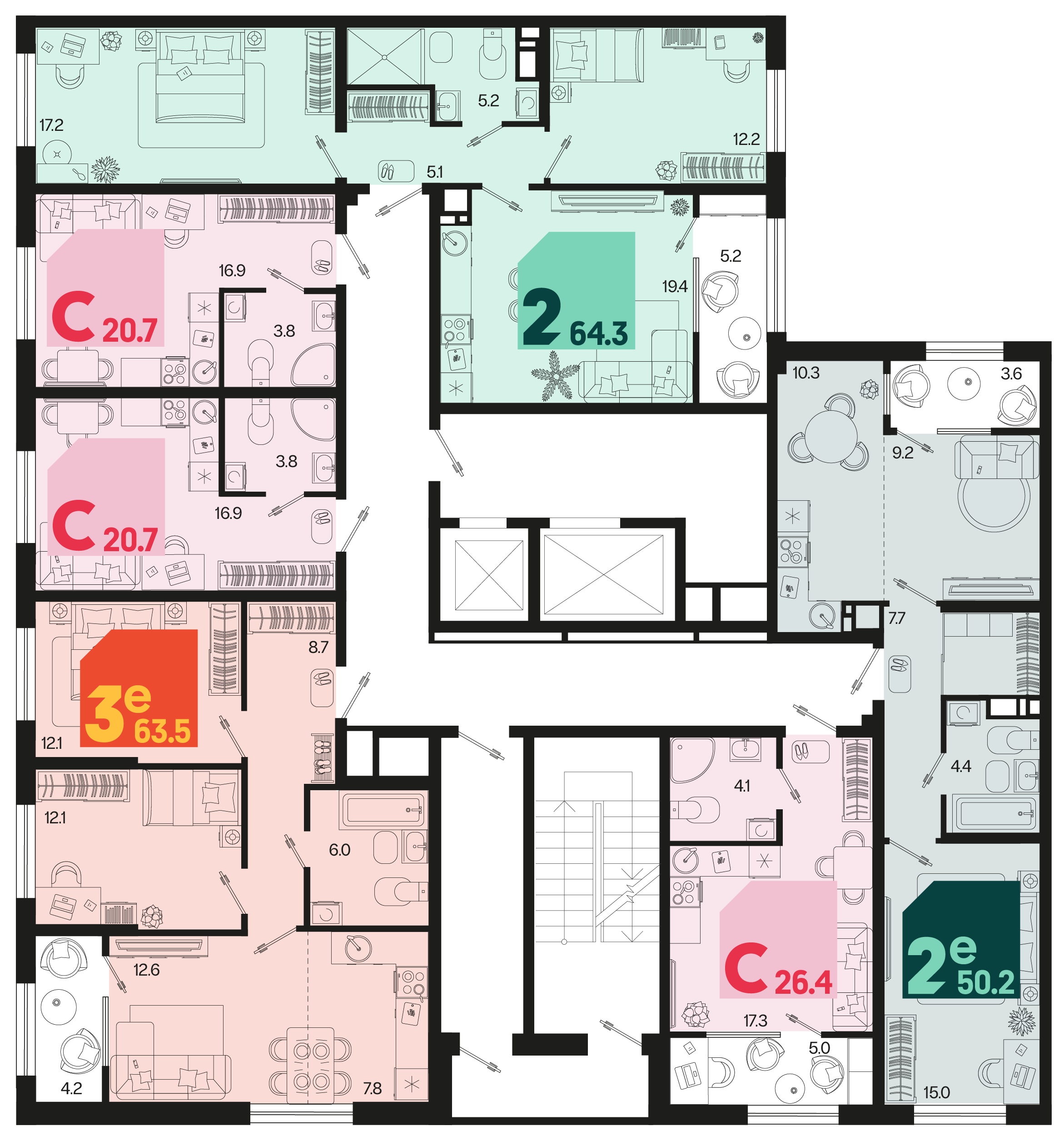 евро 3 к.кв. №475 63,5 м2 от застройщика ГК ТОЧНО фото 5