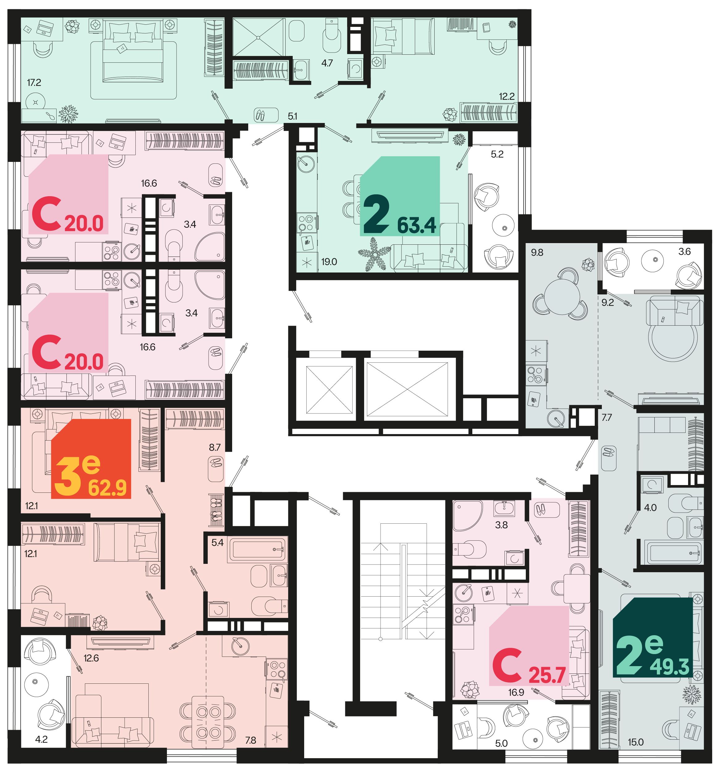 евро 3 к.кв. №499 62,9 м2 от застройщика ГК ТОЧНО фото 5