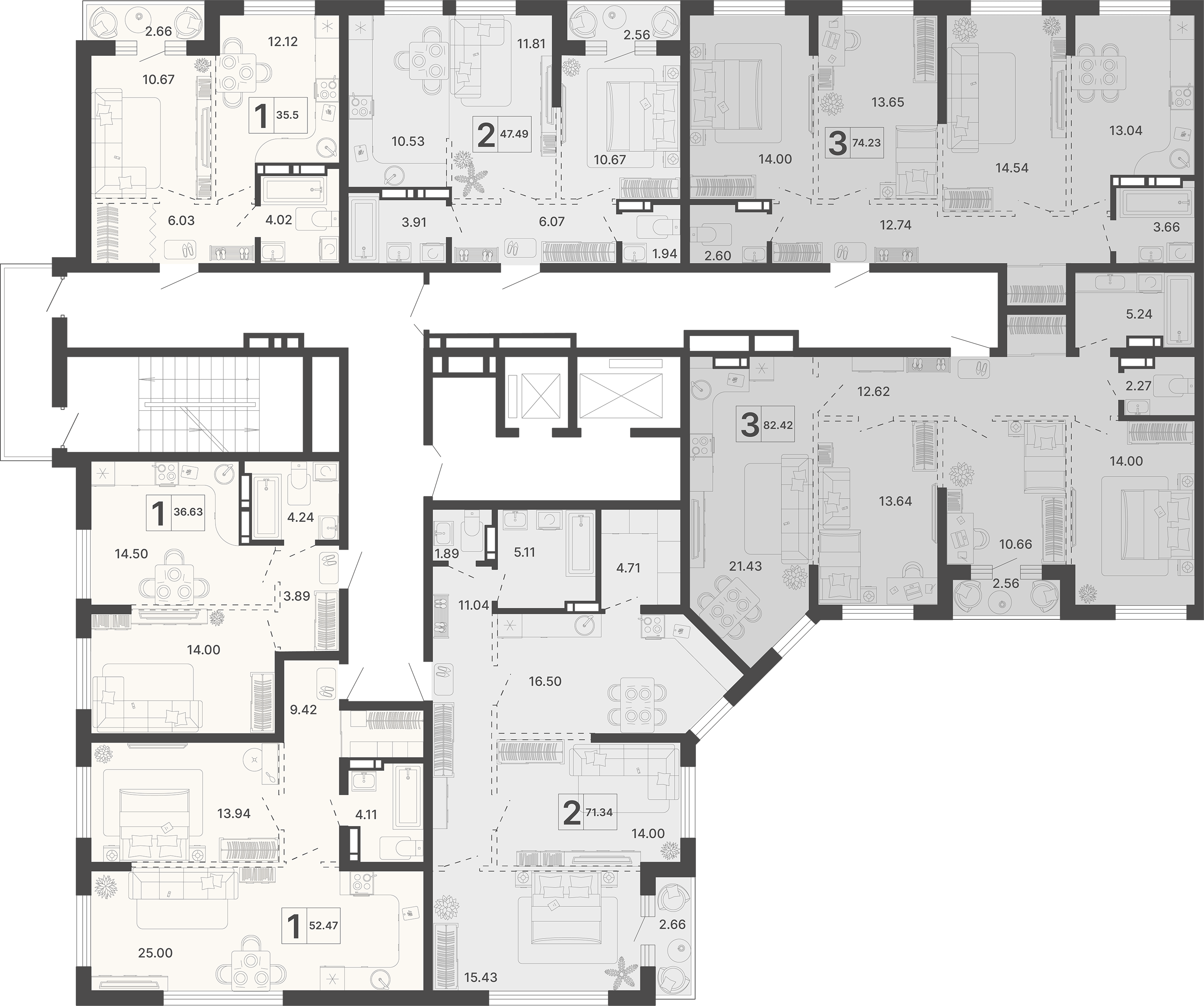 3-комнатная квартира №548 82,42 м2 от застройщика ГК ТОЧНО фото 4