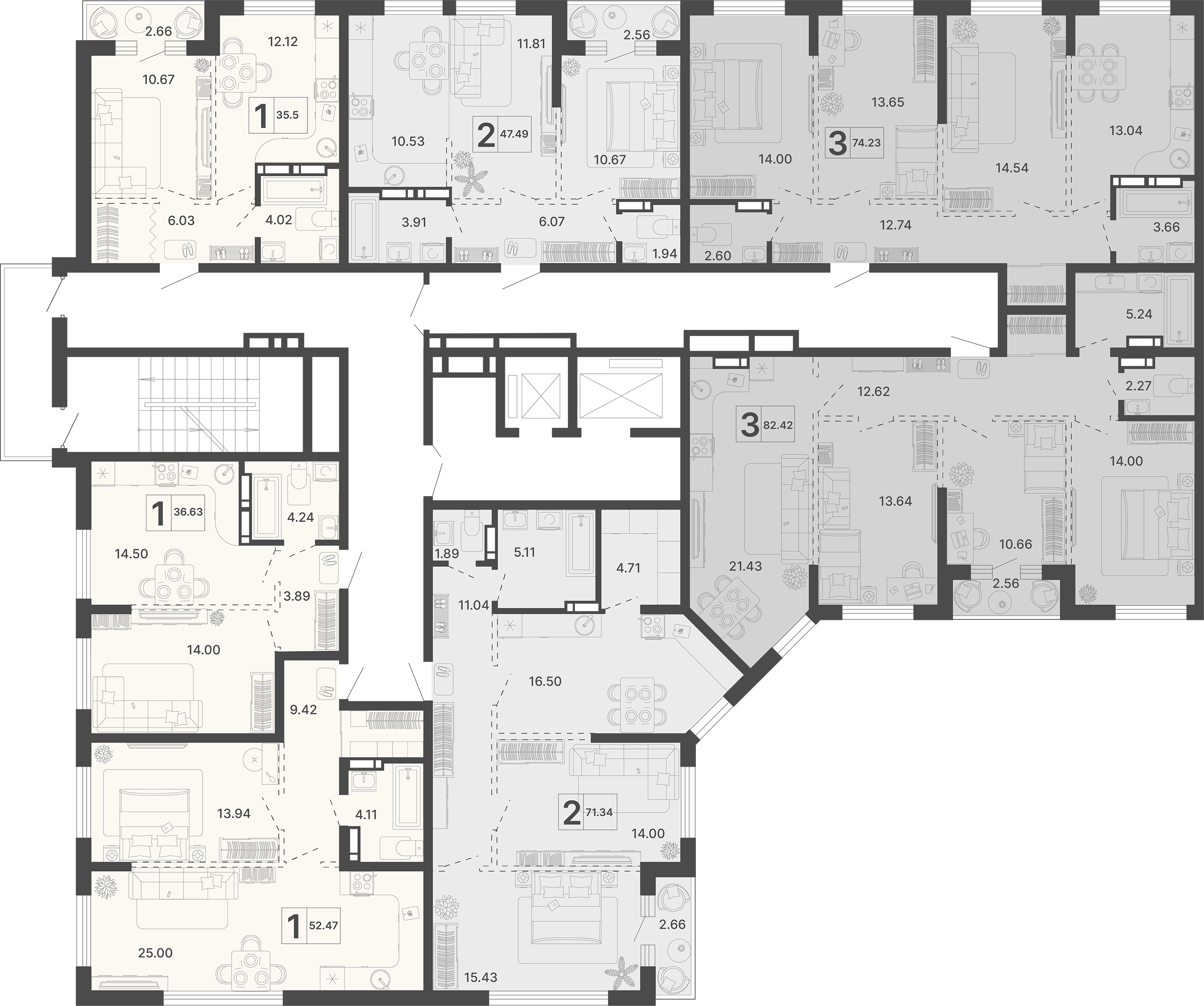 3-комнатная квартира №562 82,42 м2 от застройщика ГК ТОЧНО фото 4