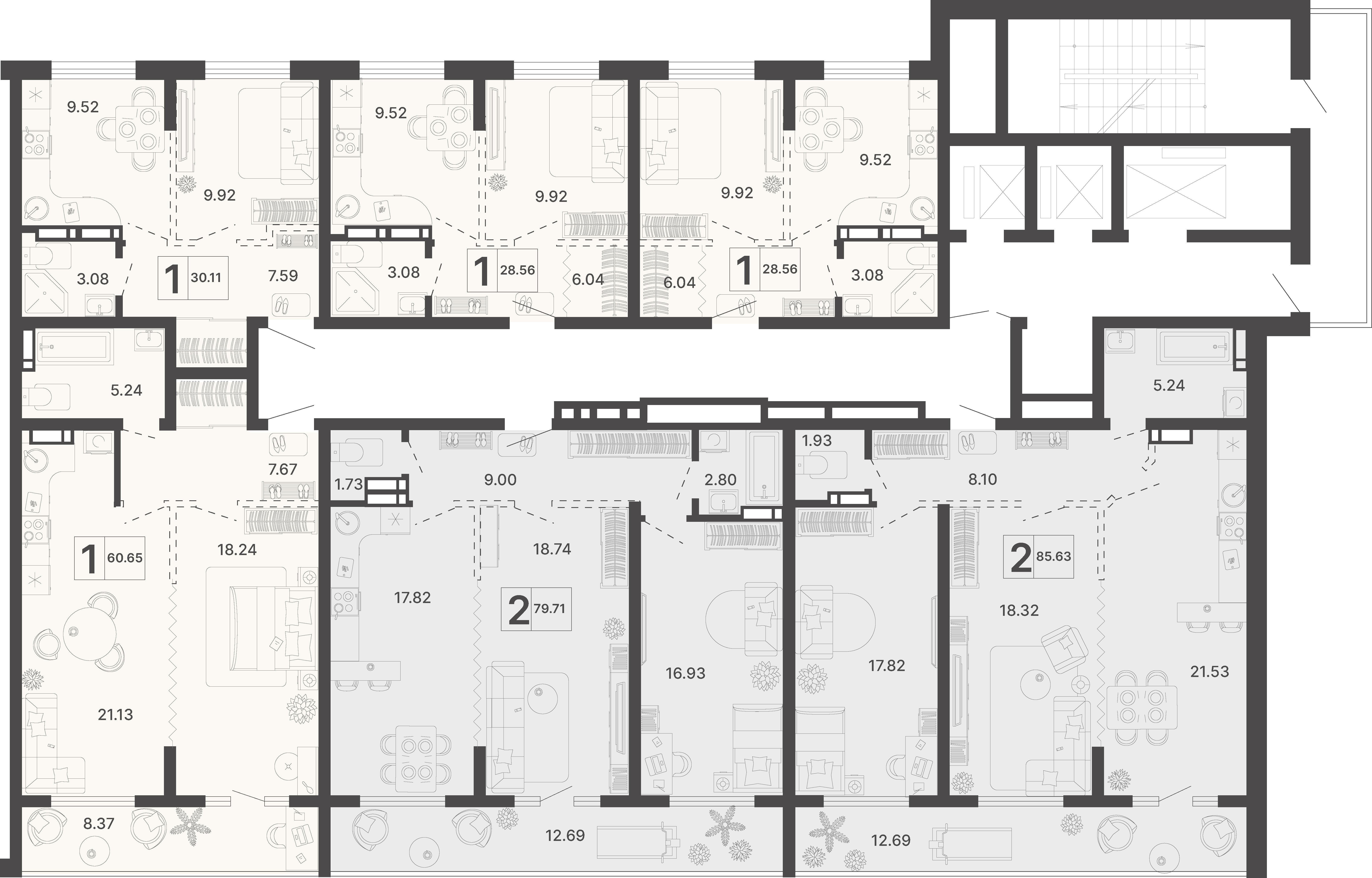 2-комнатная квартира №1 85,63 м2 от застройщика ГК ТОЧНО фото 4