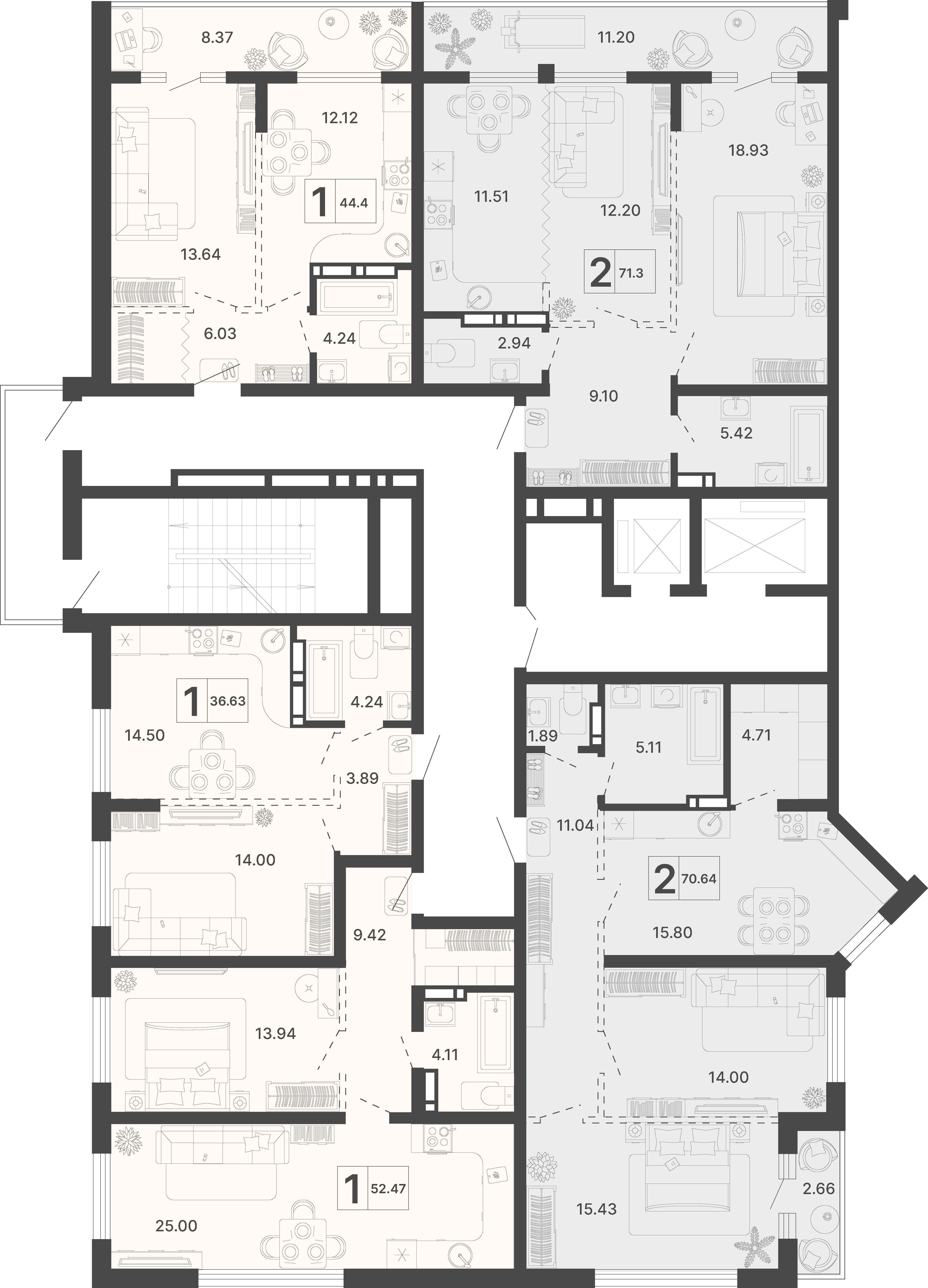 2-комнатная квартира №369 70,64 м2 от застройщика ГК ТОЧНО фото 4