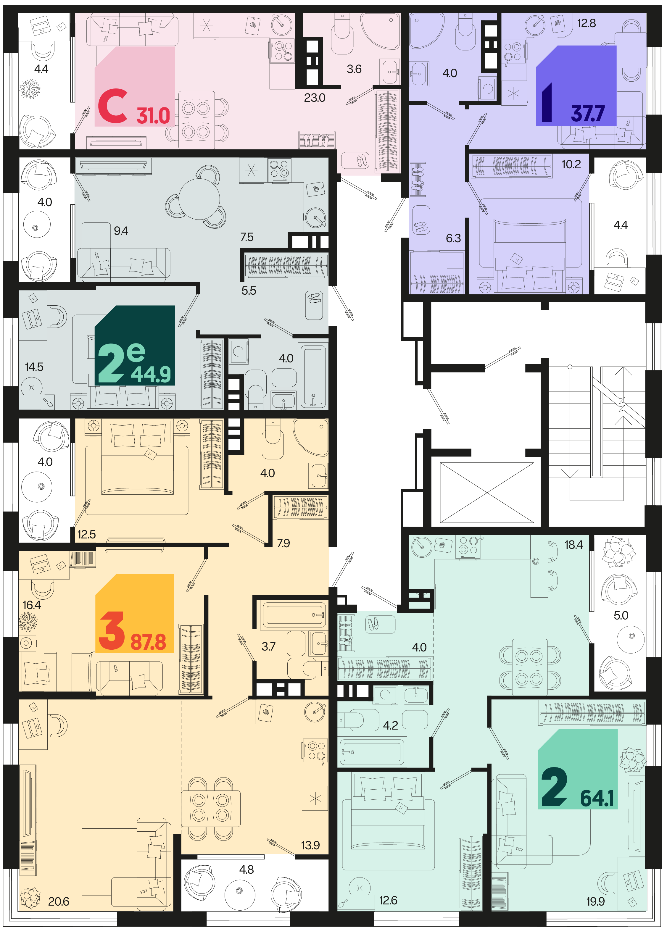 евро 2 к.кв. №18 44,9 м2 от застройщика ГК ТОЧНО фото 5