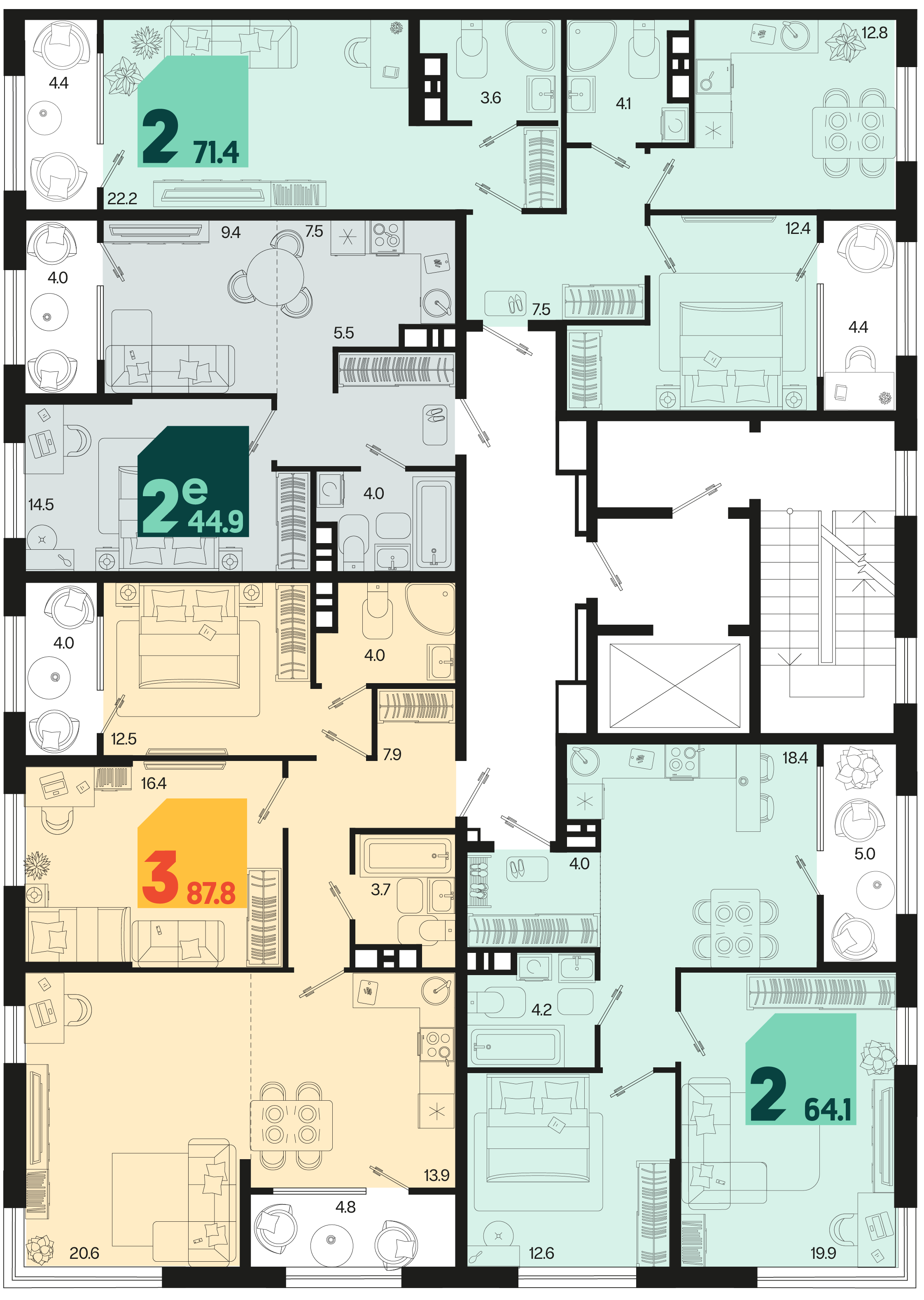 2-комнатная квартира №36 64,1 м2 от застройщика ГК ТОЧНО фото 5