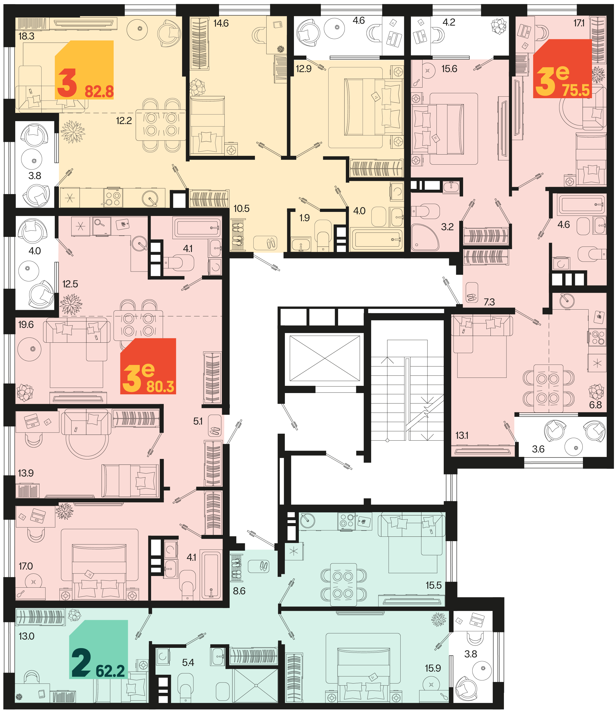 евро 3 к.кв. №344 80,3 м2 от застройщика ГК ТОЧНО фото 5