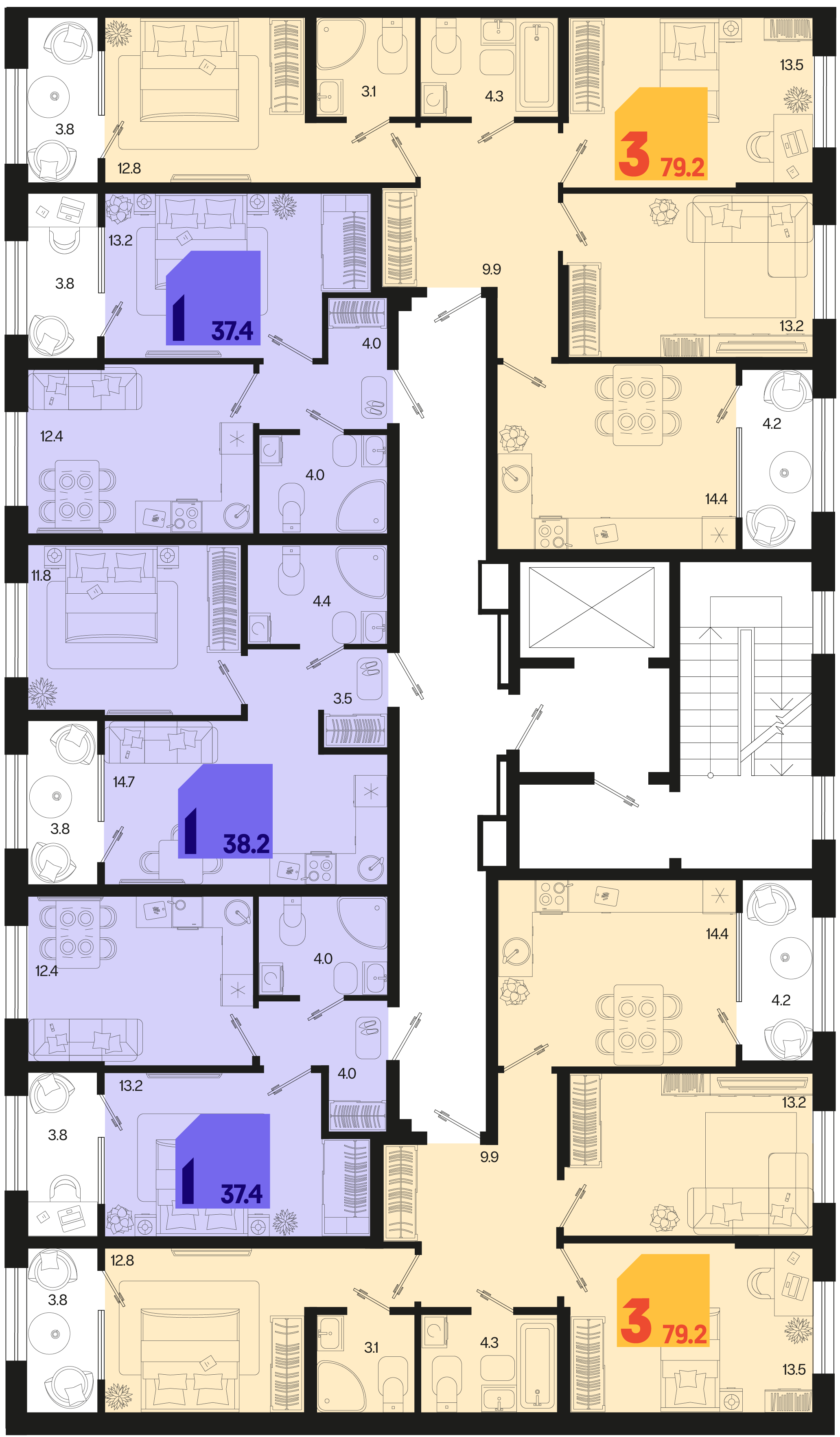 1-комнатная квартира №350 37,4 м2 от застройщика ГК ТОЧНО фото 5