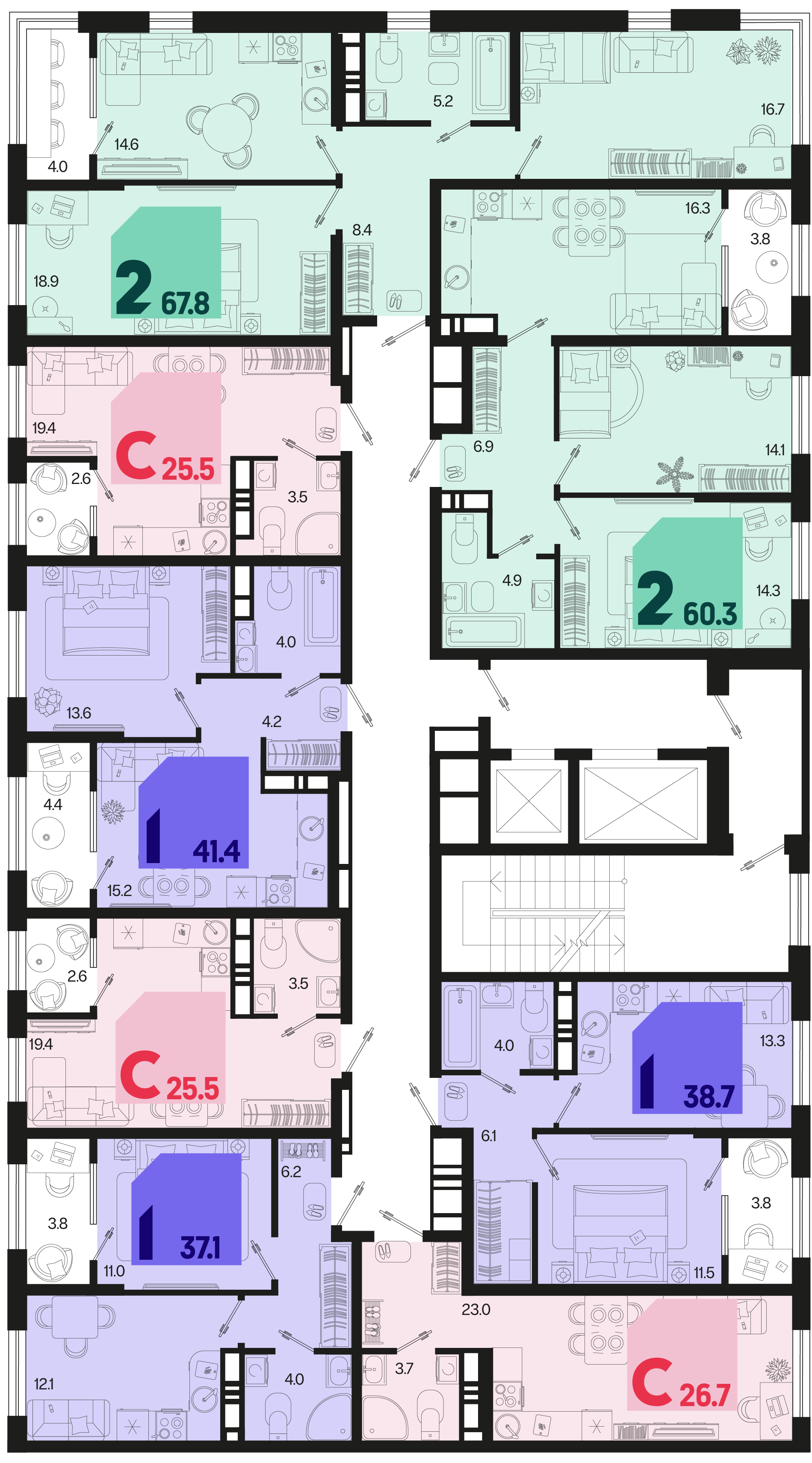 1-комнатная квартира №339 38,7 м2 от застройщика ГК ТОЧНО фото 5