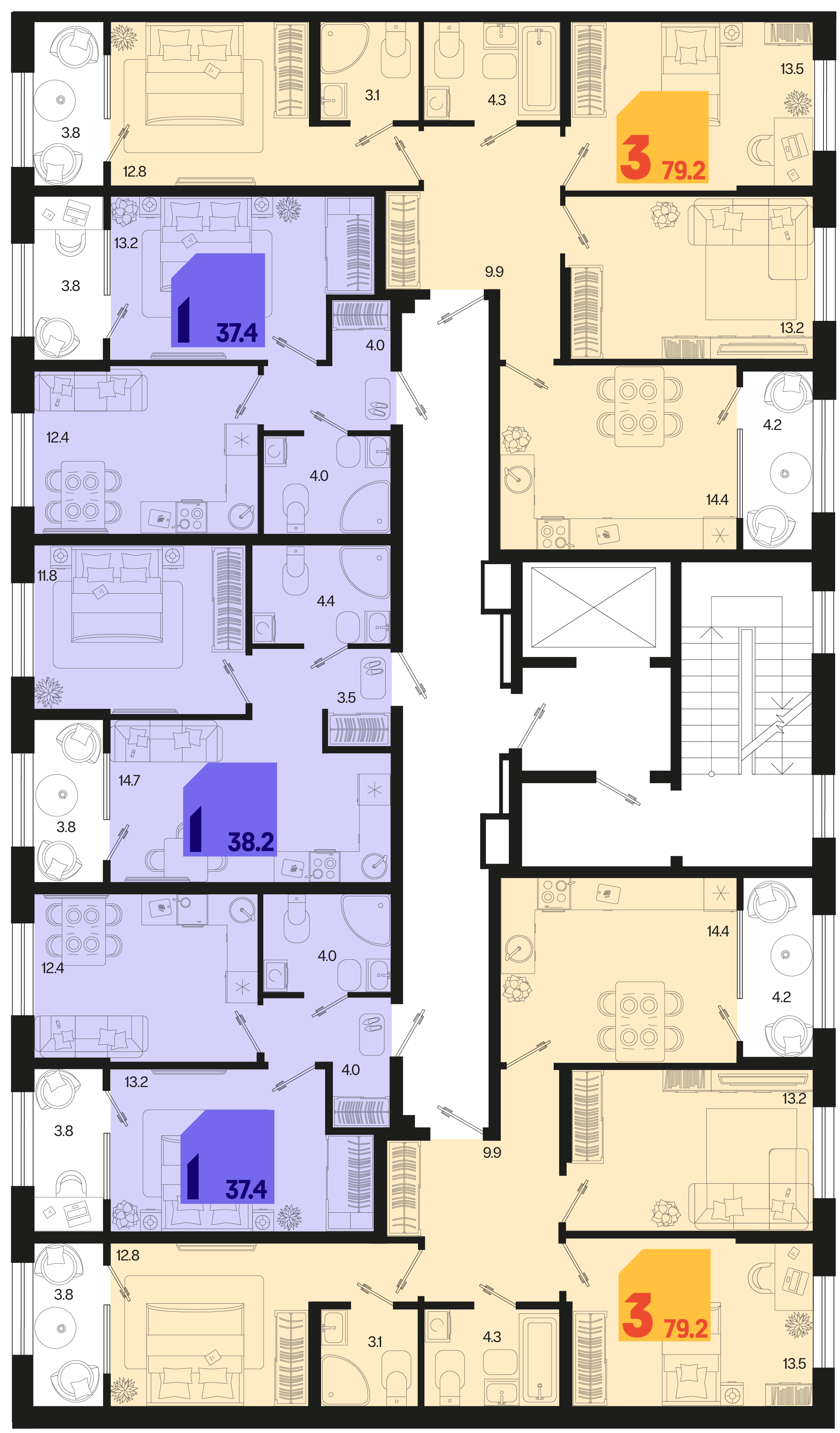 1-комнатная квартира №409 38,2 м2 от застройщика ГК ТОЧНО фото 5