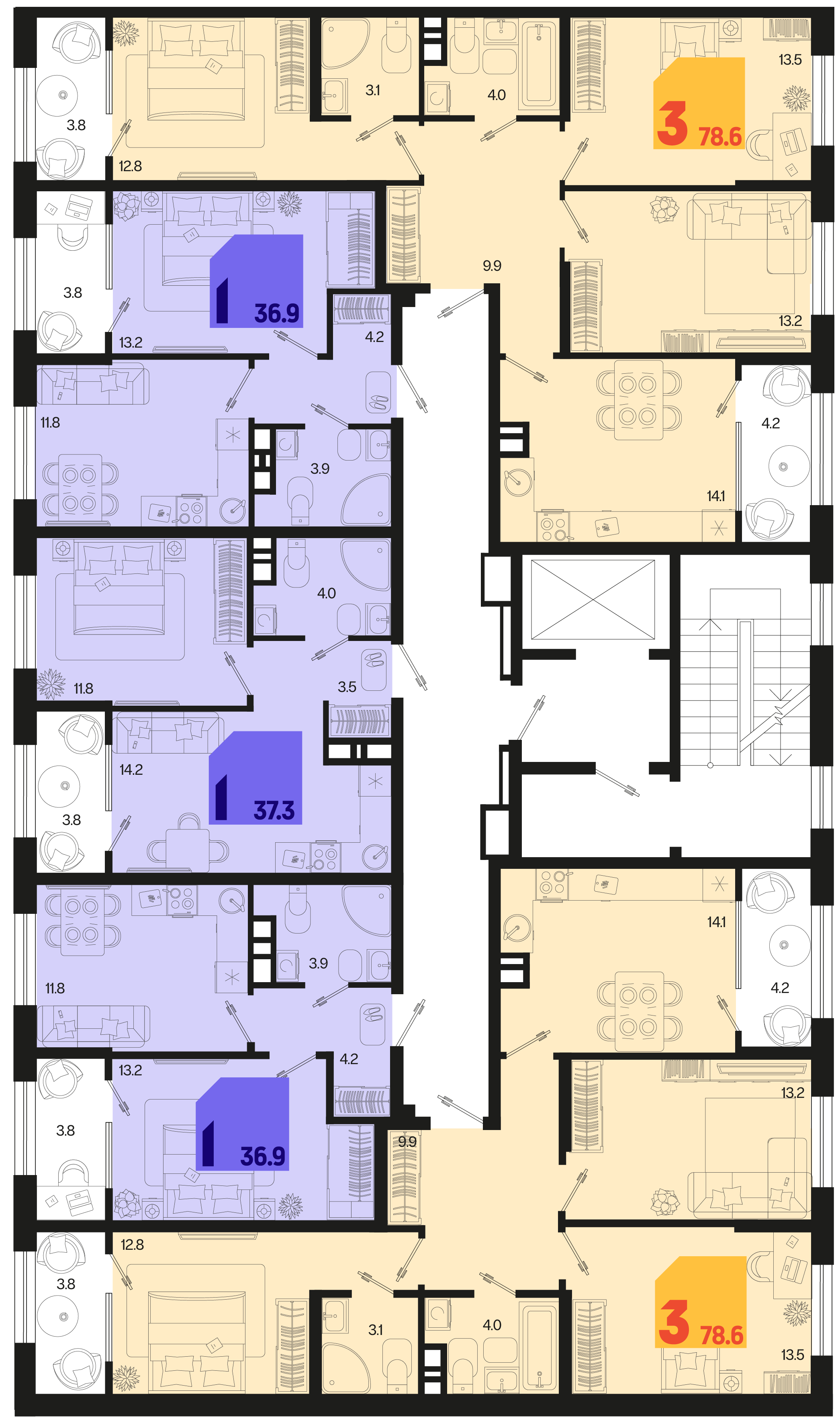 1-комнатная квартира №434 37,3 м2 от застройщика ГК ТОЧНО фото 5