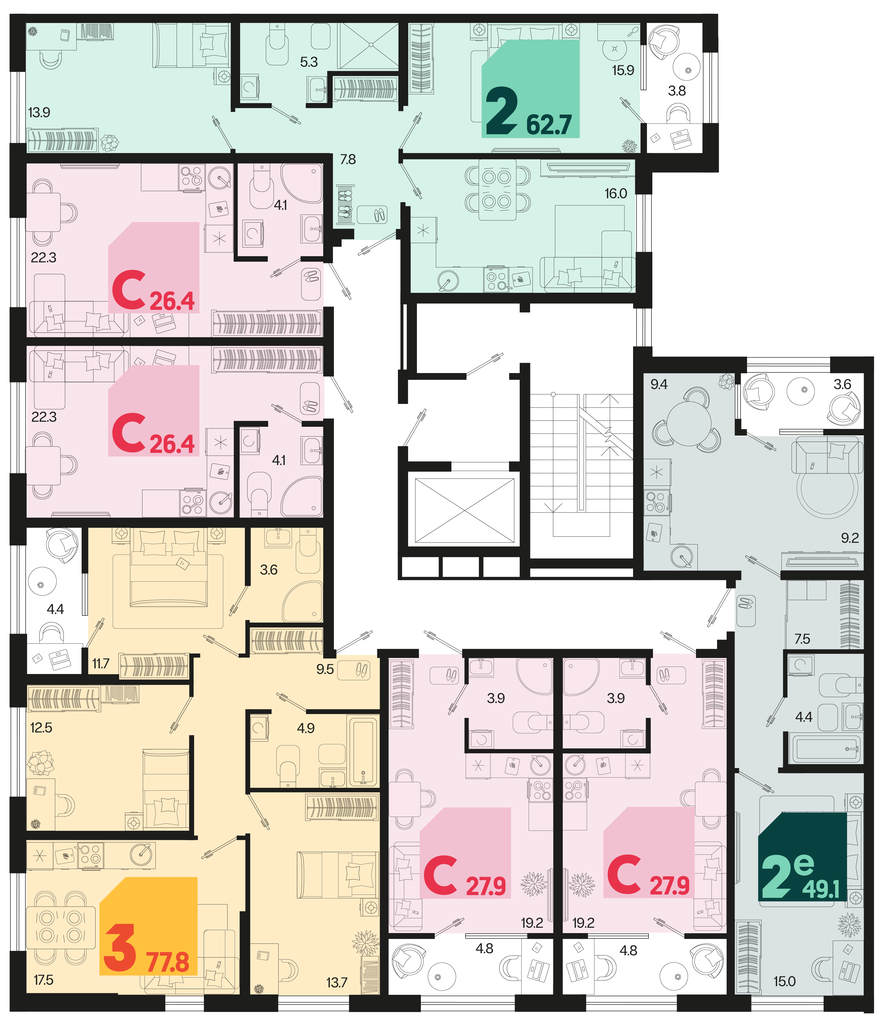 3-комнатная квартира №334 77,8 м2 от застройщика ГК ТОЧНО фото 4